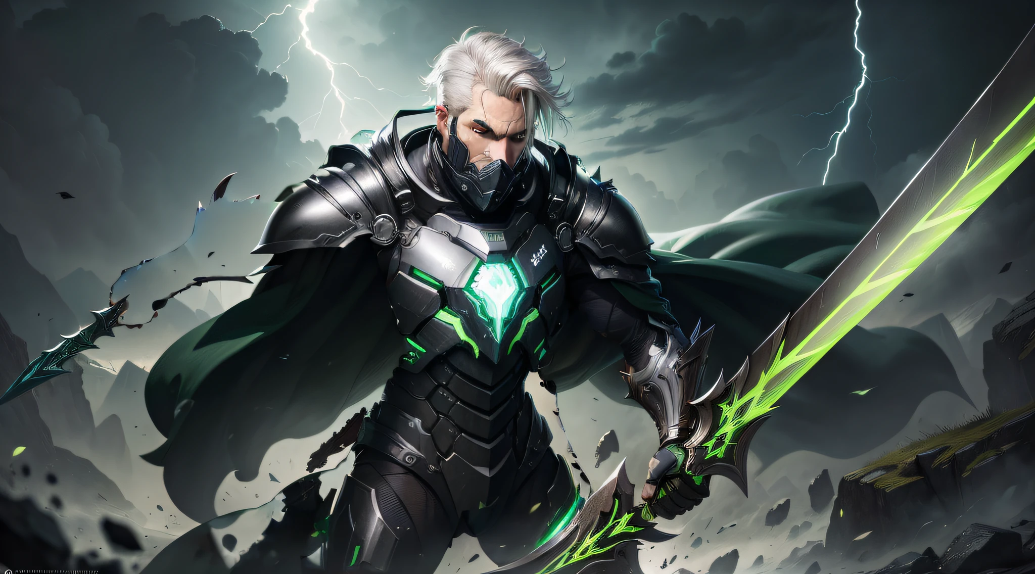 man with black titanium armor green