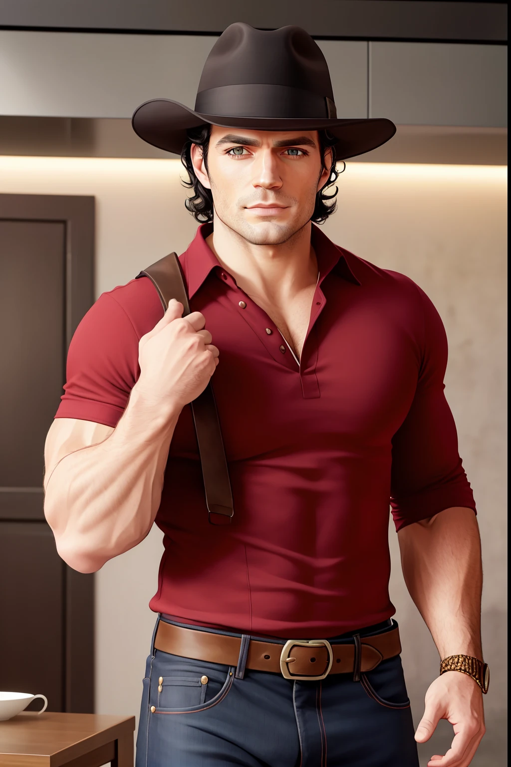 There is a man wearing a shirt and a black jacket., beautiful stunning realistic, with bare upper body :: High level of detail, Jacen Solo, human Male character art, inspired by Nelson Alexander Ross, Male character, Medium shot of a well-built, Handsome male elf, heroic masculine pose, thin male fantasy alchemist, muscular male hero, Male character design, male half-elf