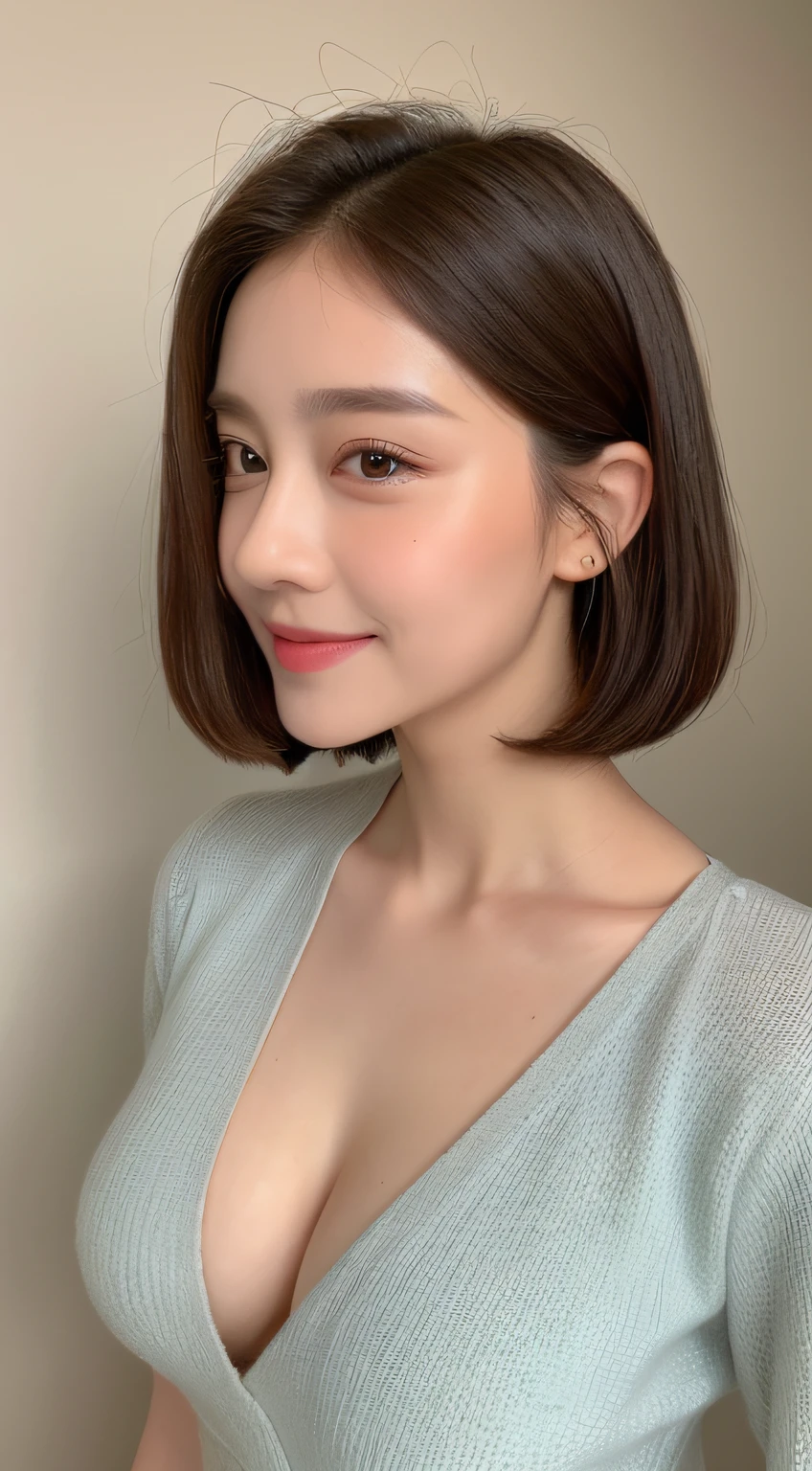 ((Best Quality, 8K, Masterpiece: 1.3)), 1girl, Slim Abs Beauty: 1.3, (Hairstyle Casual, Big Breasts: 1.2), Dress: 1.1, Super Fine Face, Delicate Eyes, Double Eyelids, Smile, Home