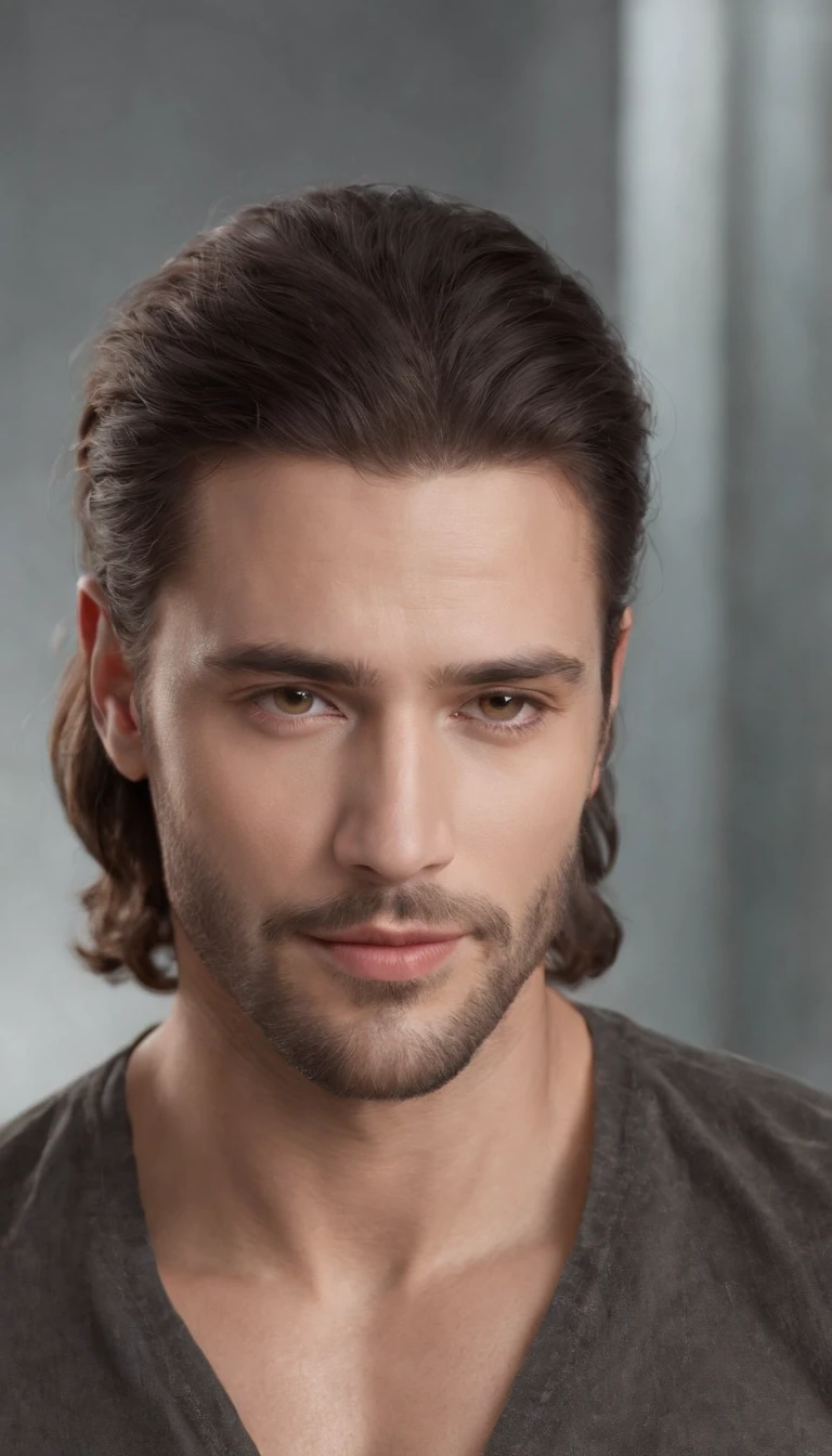 1Homem, avatar realista, parecido com Jesus, lindo, cabelos longos1.1)cabelos longos, medium beard, cabelo liso, cabelos longos, face realista, olhos castanhos, sozinho, (鎖骨:1.3), cabelos castanhos claros, (pele brilhante:0.8),(master part:1.4),(melhor qualidade:1.4), natural, realistic lips, roupa de Jesus, (sheer ??????), (tecidos puros),ao ar livre, Dia, luzes do Sol , daytime period.