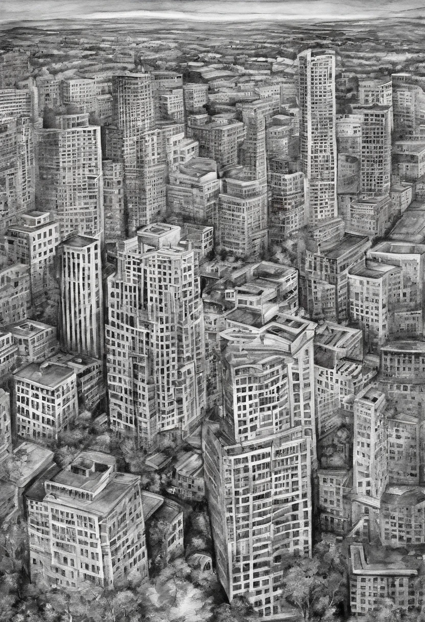 White and black photo of the city of blue water, Contemporary collage style, Animated GIFs, album covers, Fluid, high detal, Yankeeko, Relief