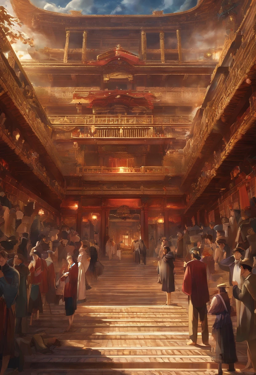 ((masutepiece, Best Quality)), ultra-detailliert, Official art, Storeroom with 100 people on board