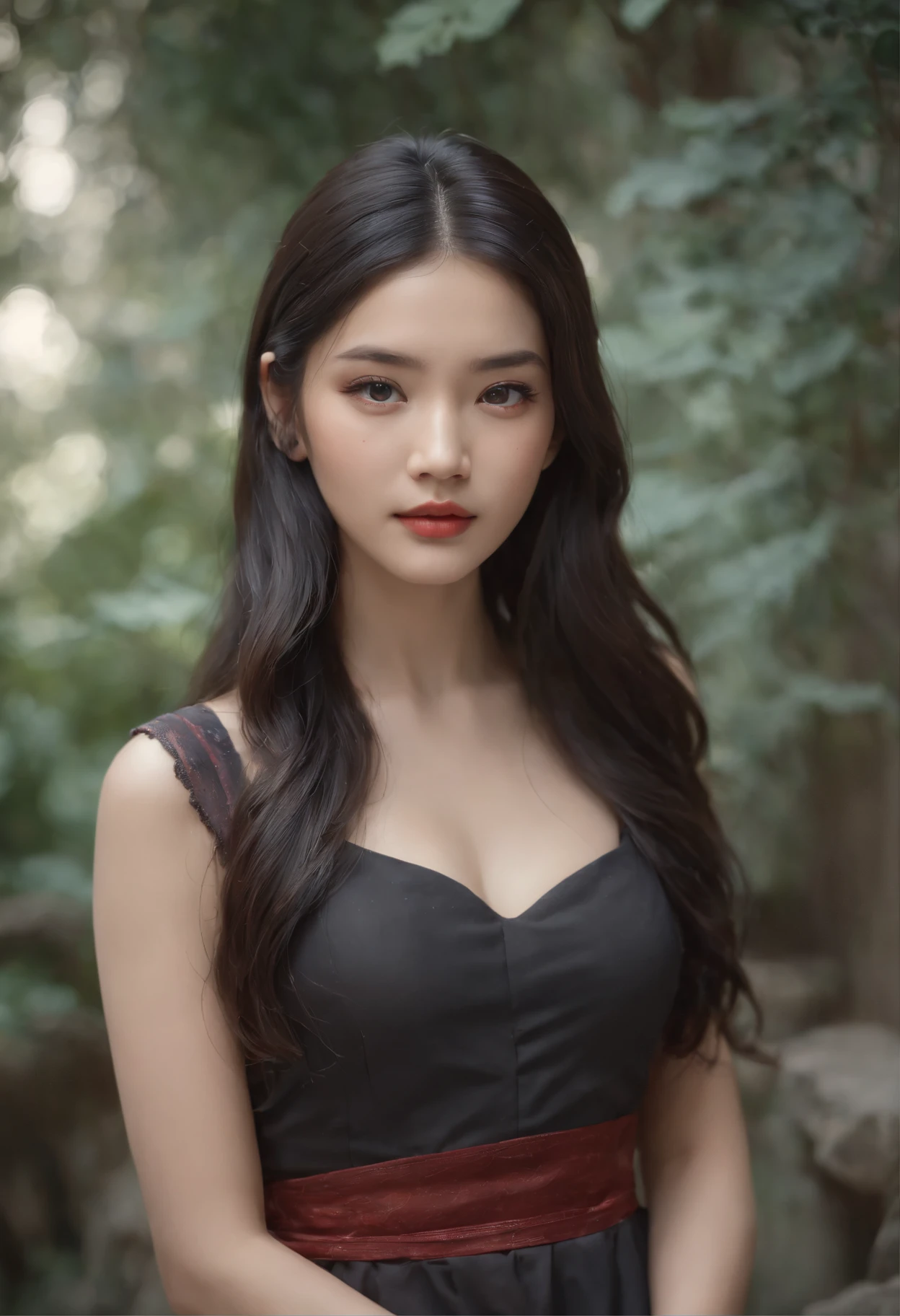 a painting of beautiful bhutanese  girl with long black hair, tiny dress, looking at viewer, a hyperrealistic painting,  inspired by Yanjun Cheng, artwork in the style of guweiz, detailed digital 3d art, hyperrealistic, detailed, beautiful art uhd 4 k, japanese pop surrealism, painting of beautiful