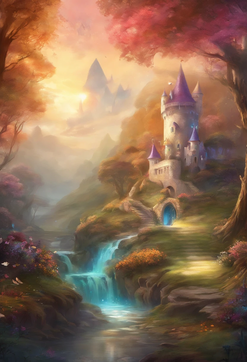 fantasy landscape with cashire cat of Alice in wonderland 4k extra detailed mystical excellent quality