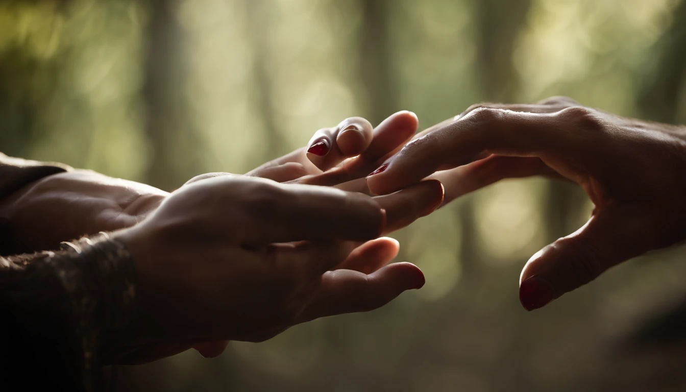 Imagine two male hands with nail signs in Jesus' hands with blood and a resplendent light