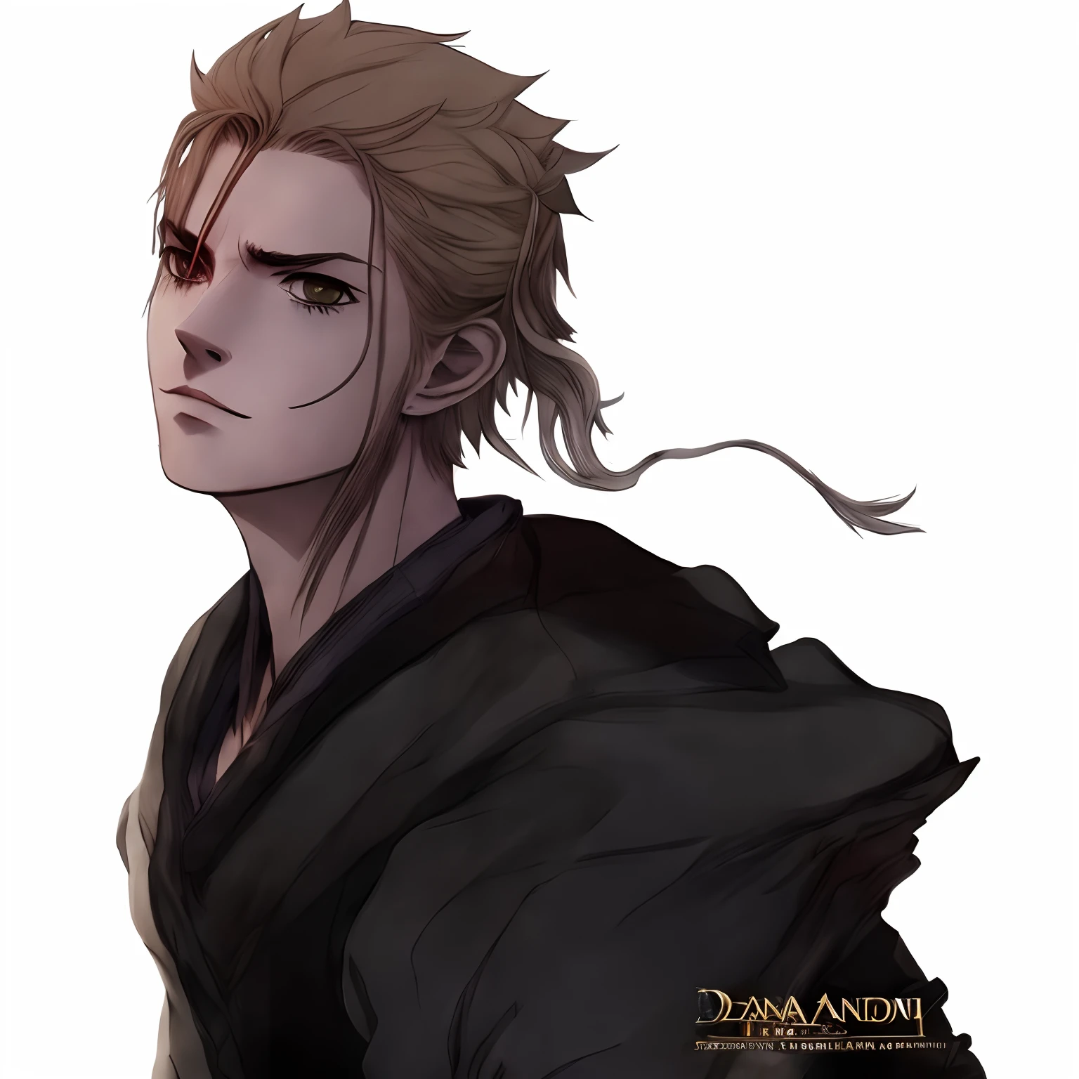 a drawing of a man with a goatee on his head, cara bonito na arte demon slayer, Anakin Skywalker, Semelhante a Legolas, Retrato de fin wildcloak, Johan Liebert misturado com Dante, Legolas, fan art, Vergil, feito com anime painter studio, Coringa como Naruto, Johan Liebert misturado com Alucard, Johan Liebert