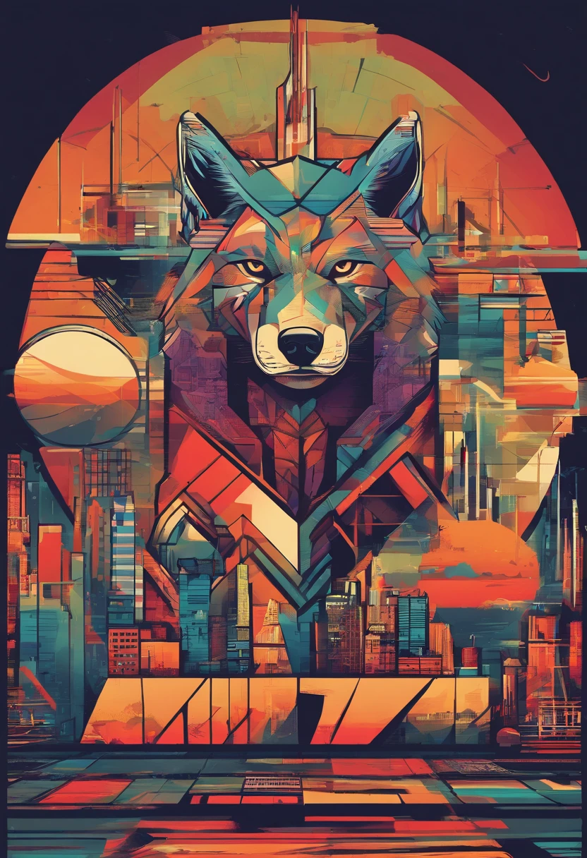(nvinkpunk:1.2) (snthwve style:0.8) wolf, antro, lightwave, sunset, complex, highly detailed