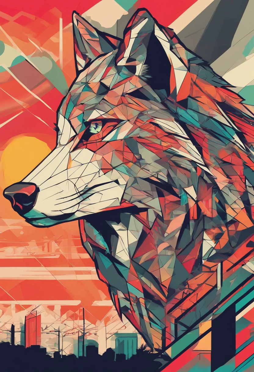 (nvinkpunk:1.2) (snthwve style:0.8) wolf, antro, lightwave, sunset, complex, highly detailed