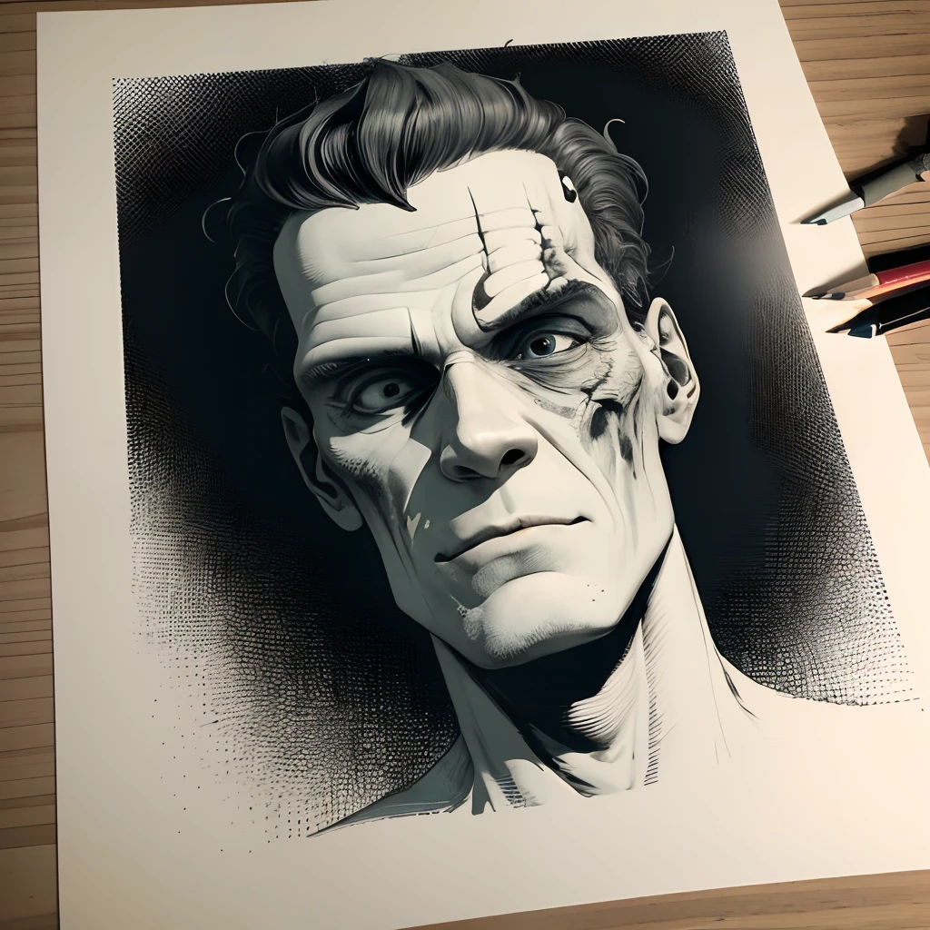 <lora:dibman_v1:1>
masterpiece, best quality, intricate details, highly detailed animation, anime, hand-drawn art, Real-Time Ray Tracing lighting, volumetric lighting, volumetric shadows, 8k-perfect-octane
(1boy), muscular body, dibman, hand-drawn, nail polish, signature, traditional media , pencils, detailed line drawings, front view, black and white
