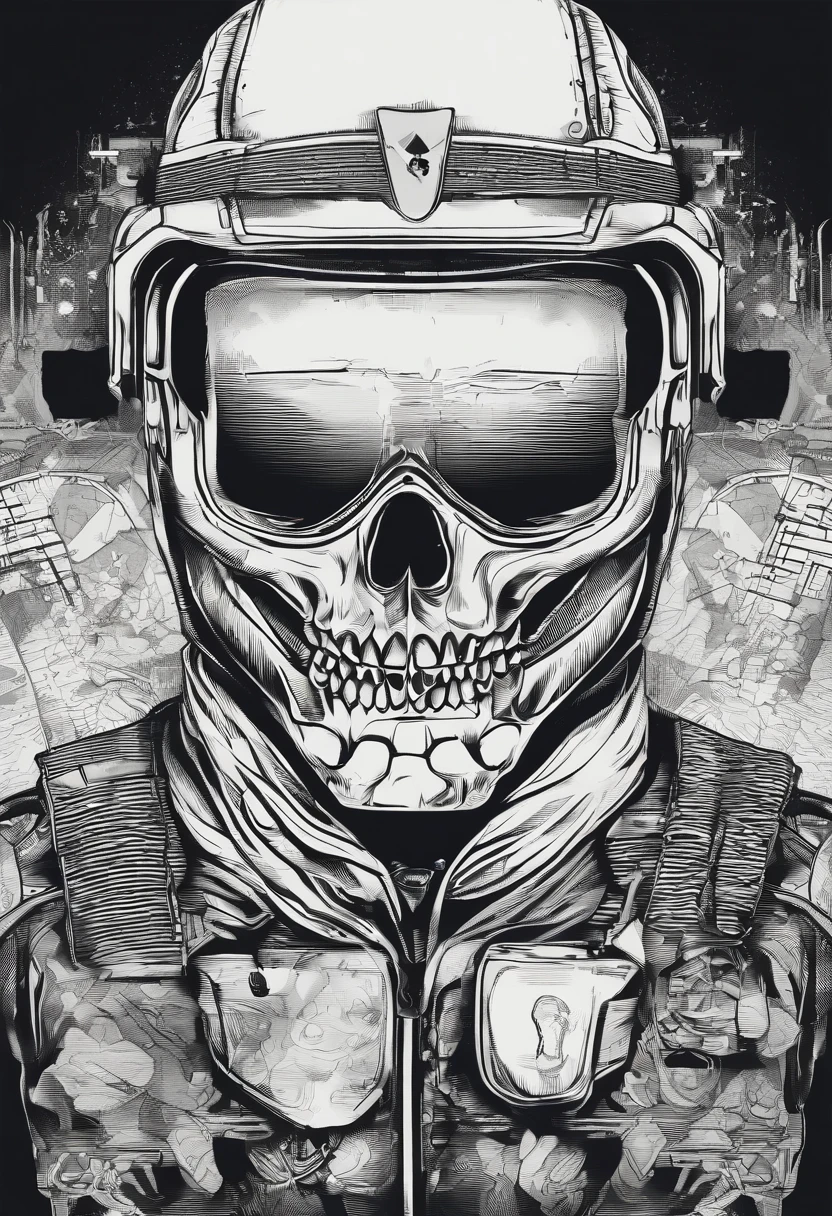 a skull in a modern pilot's helmet  illustration,     <lora:kids:0.8> illustration