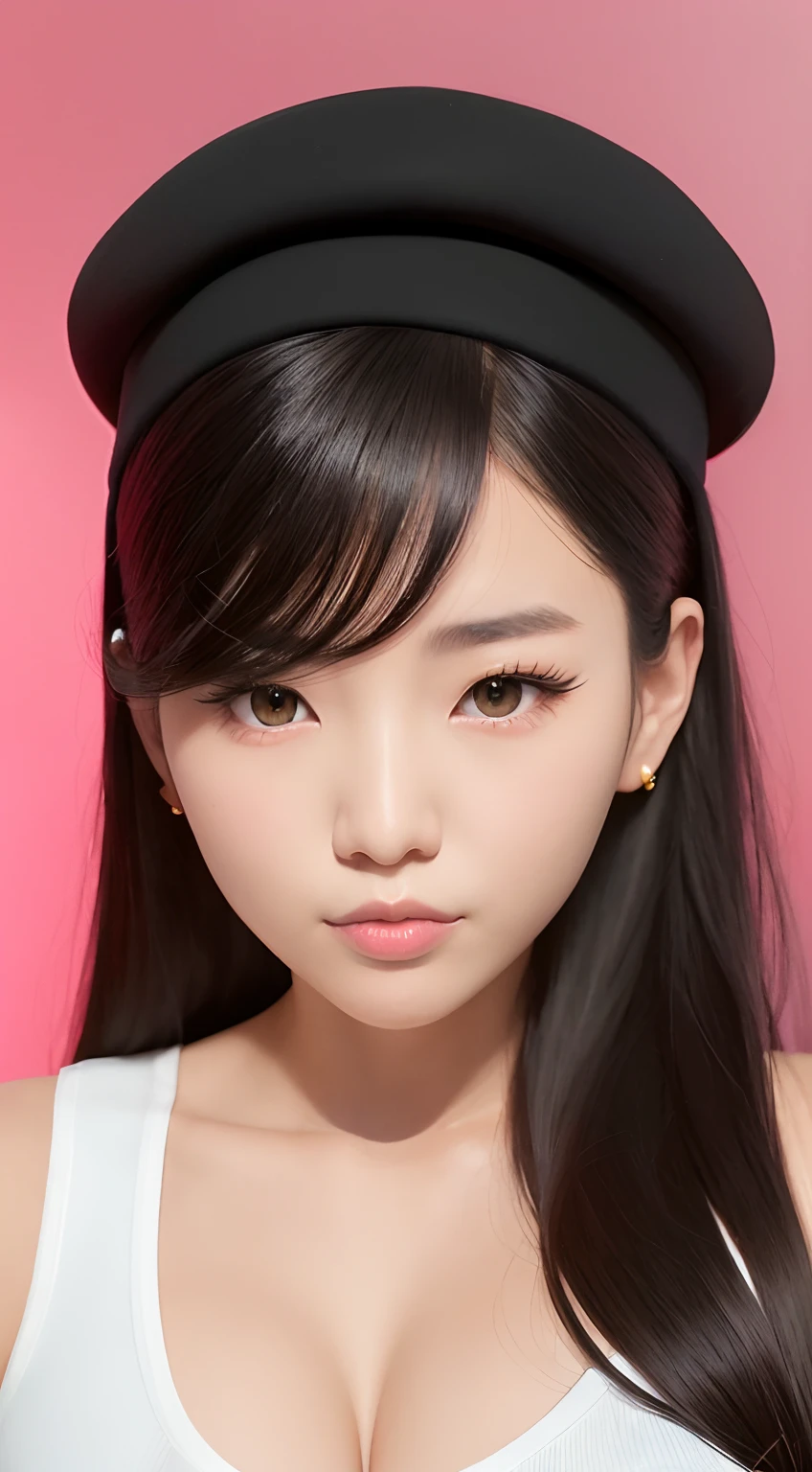 There is a woman wearing a black hat and a black dress, Modelo IG | Artgerm, Trend in CGTacing:, Portrait of female Korean idol, Arte no estilo de Guweiz, Ulzzang, Jaeyeon Nam, wlop pele brilhante, close - up studio photo, menina coreana, trending at cgstation, como Artgerm