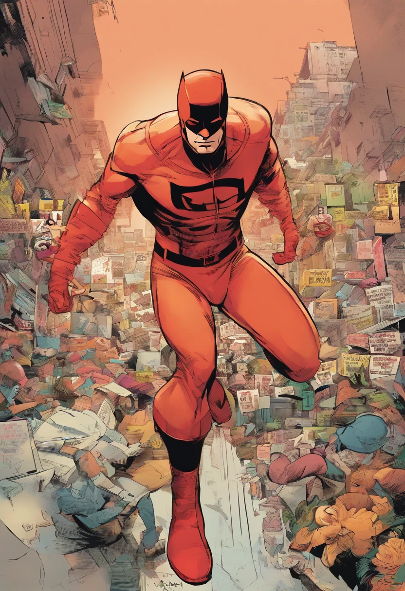 Daredevil in Peach David Marquez style. The style is exaggerated and detailed