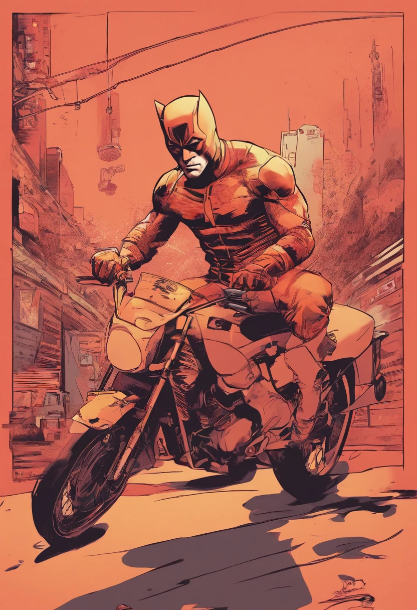 Daredevil in Peach David Marquez style. The style is exaggerated and detailed