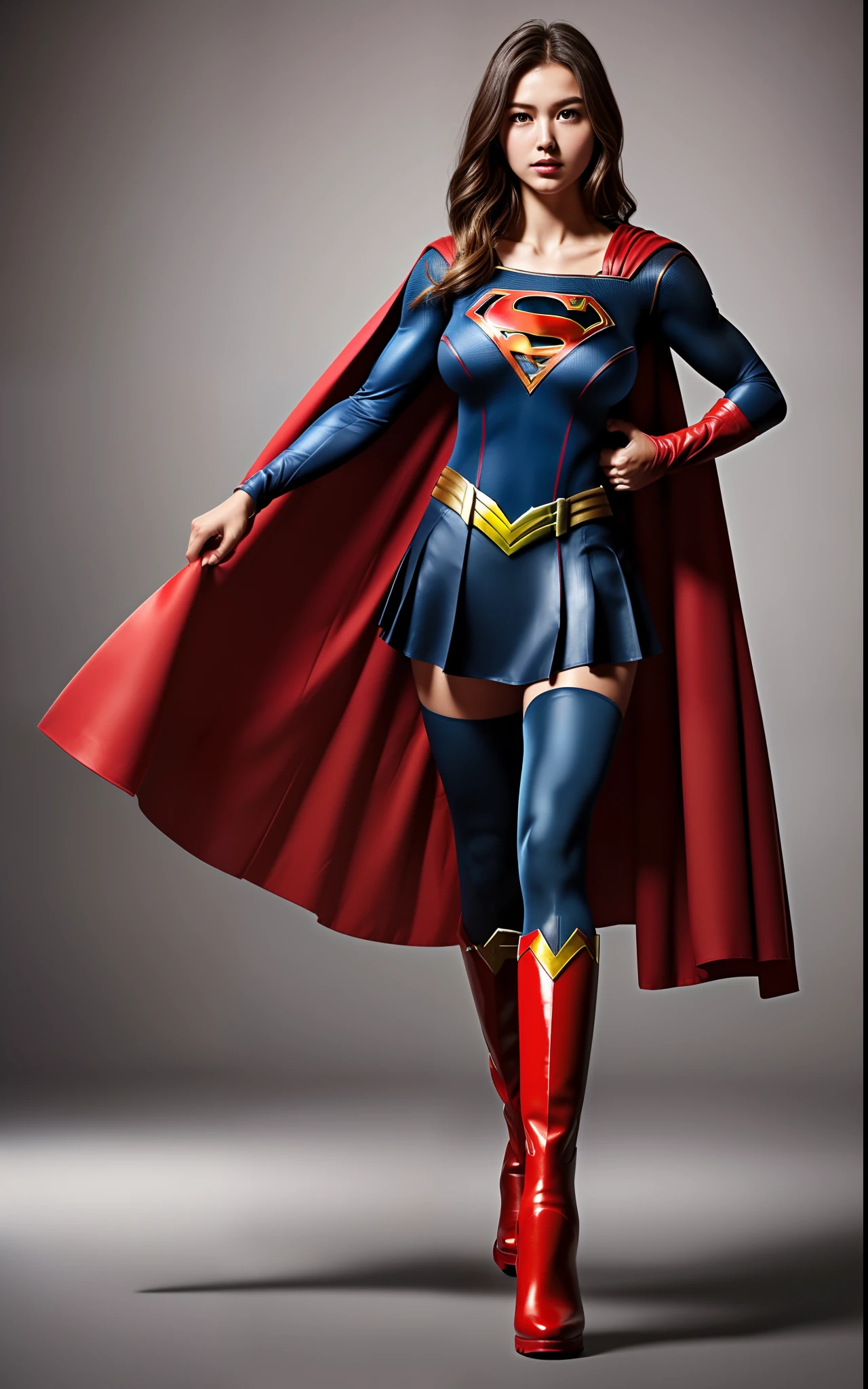(((Make the most of the original image)))、(((Supergirl Costume)))、((Stockings are torn))、((Top image quality、8K))、((top-quality、8K、masterpiece:1.3))、Crisp focus:1.2、Beautiful woman with perfect body shape:1.4、Slender Abs:1.2、((layers-Cut、large boob:1.2))、a wet body:1.5、Highly detailed facial and skin texture、