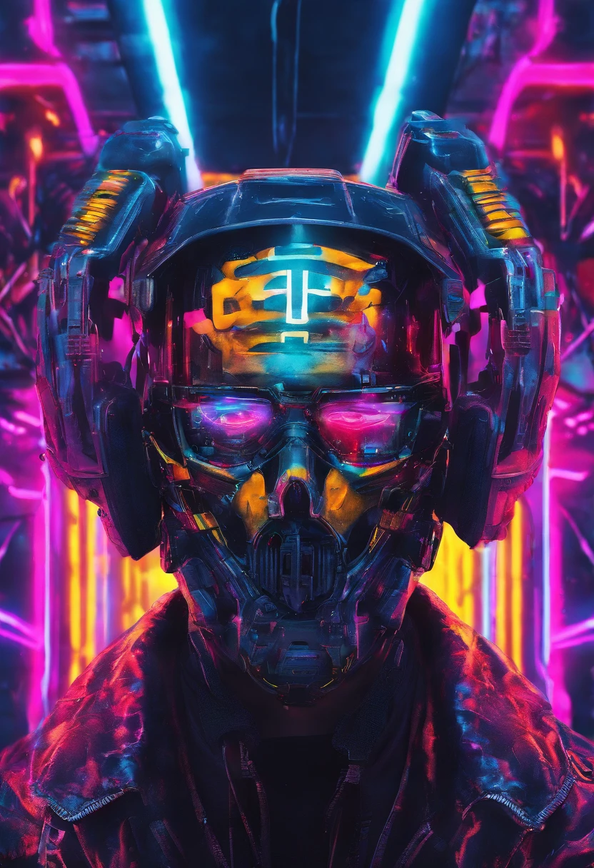 Policeman with a skull face, bright burning eyes, burning penitentiary background, ultra-detailed background Biomechanics, strange, scary, Nightmare, very bright colors, light particles, with bright light, Mshiff, Wallpaper art, hard line, ultra line, bold line, Wallpaper UHD wall, no double face, no error.