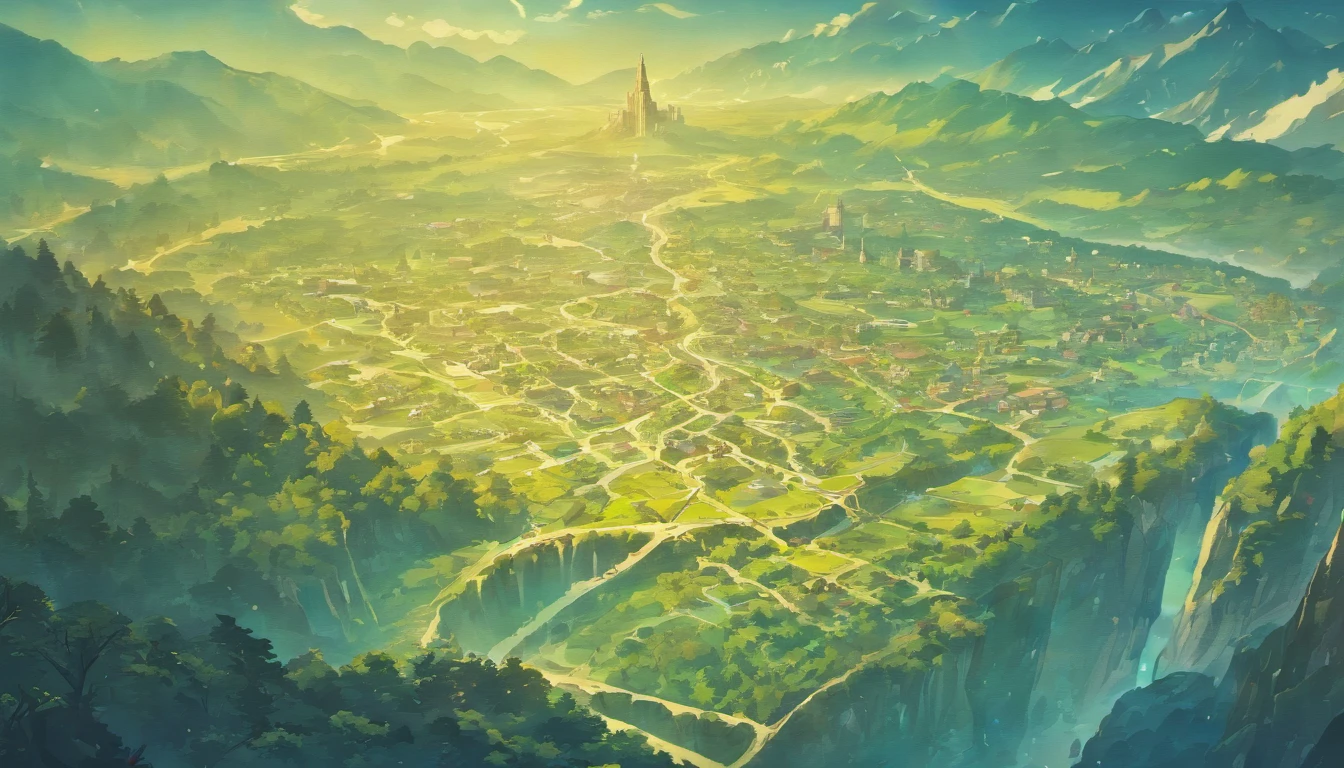 World map、Otherworld map、Kingdom map、Otherworldly adventures、Mountains and rivers、k hd、meticuloso、flat drawing、sprawling