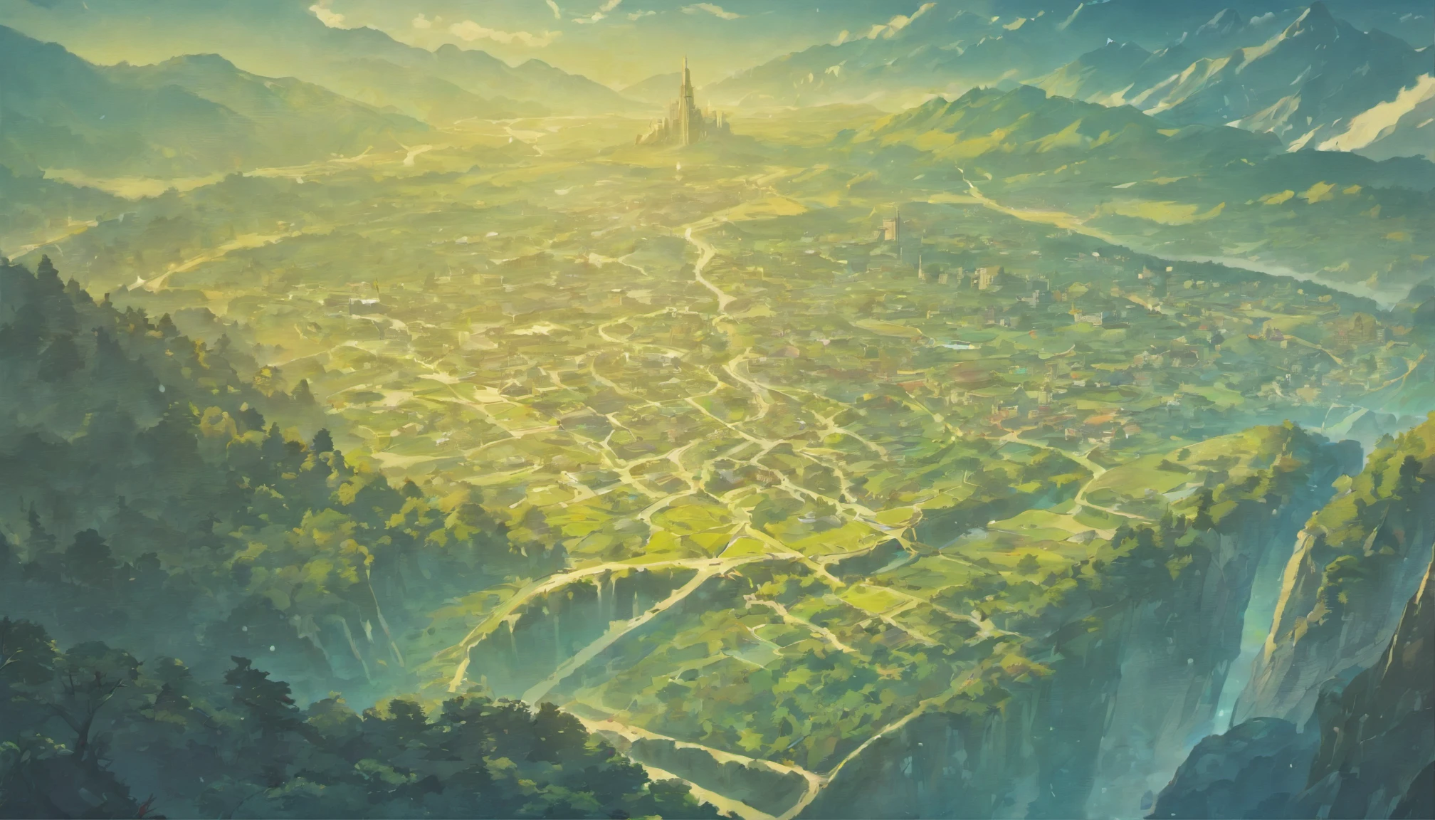 World map、Otherworld map、Kingdom map、Otherworldly adventures、Mountains and rivers、k hd、meticuloso、flat drawing、sprawling