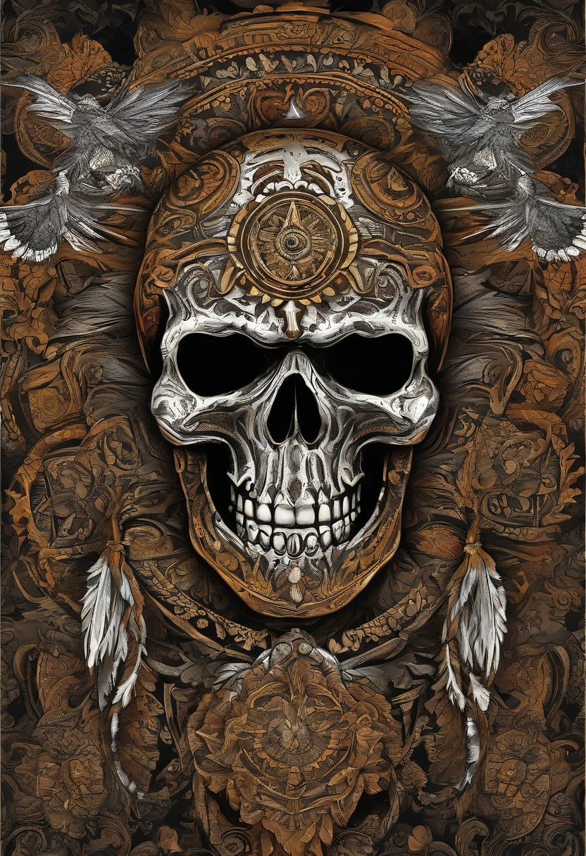 Skull-faced policeman wearing balacrava, bright burning eyes, holding super crafted weapons, super realistic weapons, super detailed weapon, burning penitentiary background, ultra-detailed background, Biomechanics, strange, scary, Nightmare, very bright colors, light particles, with bright light, Mshiff, Wallpaper art, hard line, ultra line, bold line, Wallpaper UHD, fluorescent image, no double face, no error.