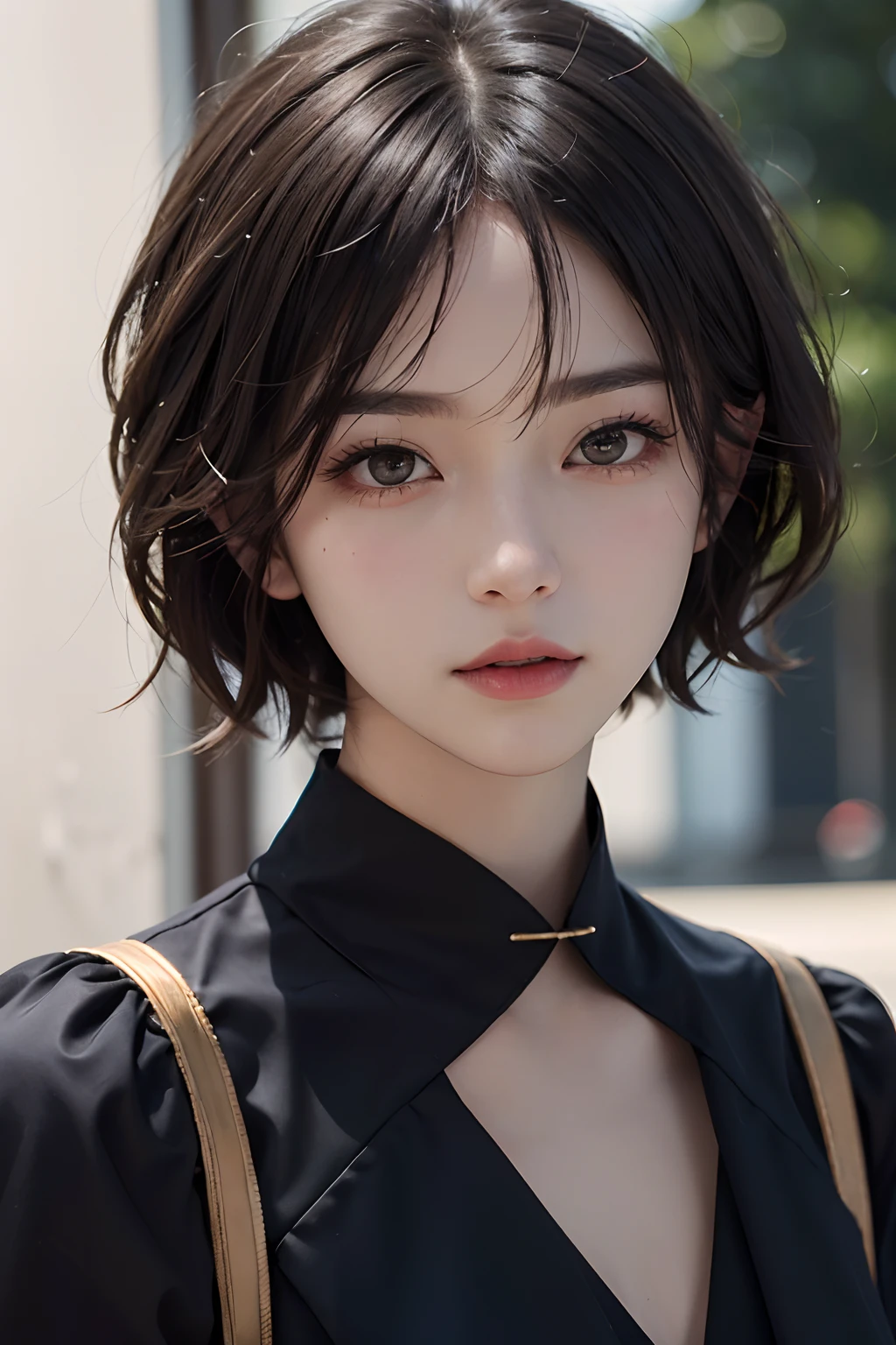 (8k、pfotorealistic、RAW Photography、sthe highest qualit: 1.4)、(1girl)、beautifulface、(realstic face)、(dark short hair、short haired:1.3)、Beautiful Hairstyle、realistic eye、Beautiful details、(realistic skin)、Beautiful skin、、Absurdres、irresistible、Ultra high Resolution、an ultra realistic、High precision、the golden ratio、full body photos、genshin、impact、yae、