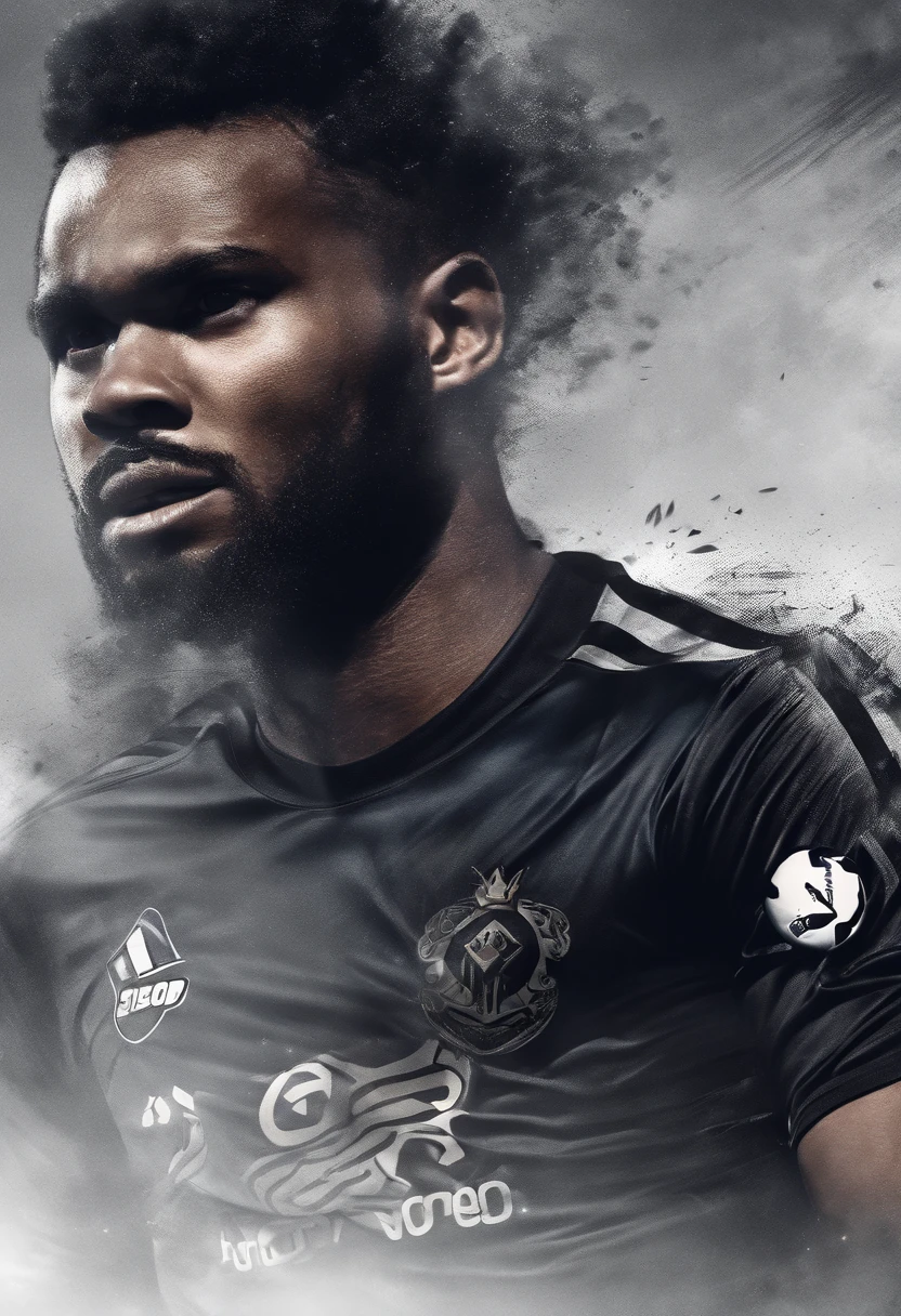 (camisa preta,imagem do produto,camisa do time de futebol,fundo da camisa,4k,UHD,com um galo no peito,hyper realistic)
