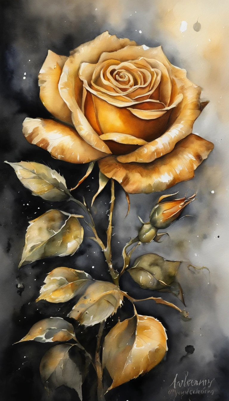 black and gold rose,fantasy,disarray, Record every gesture of life