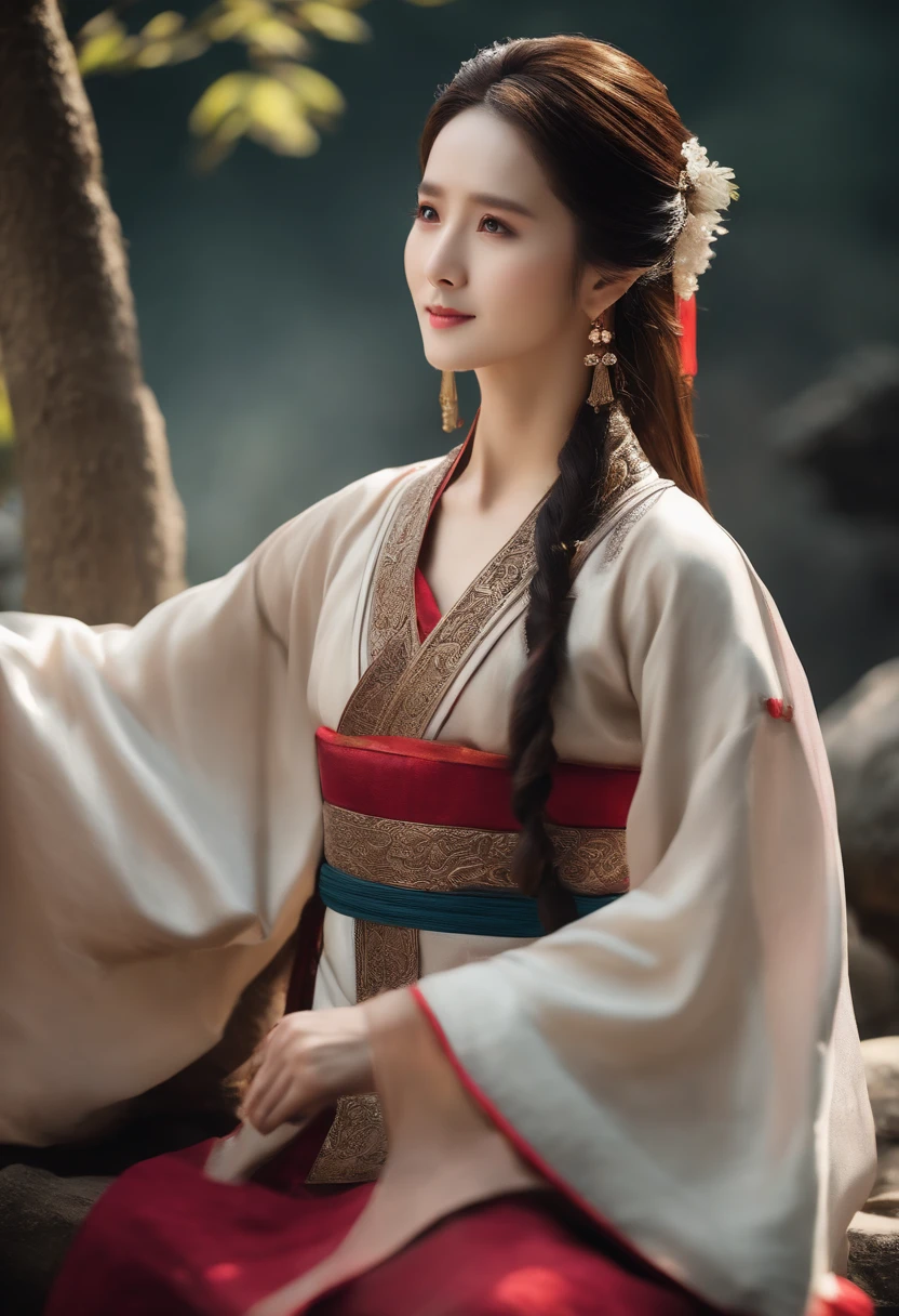 yoona in ancient chinese dress with wuxia theme, high detailed, full body