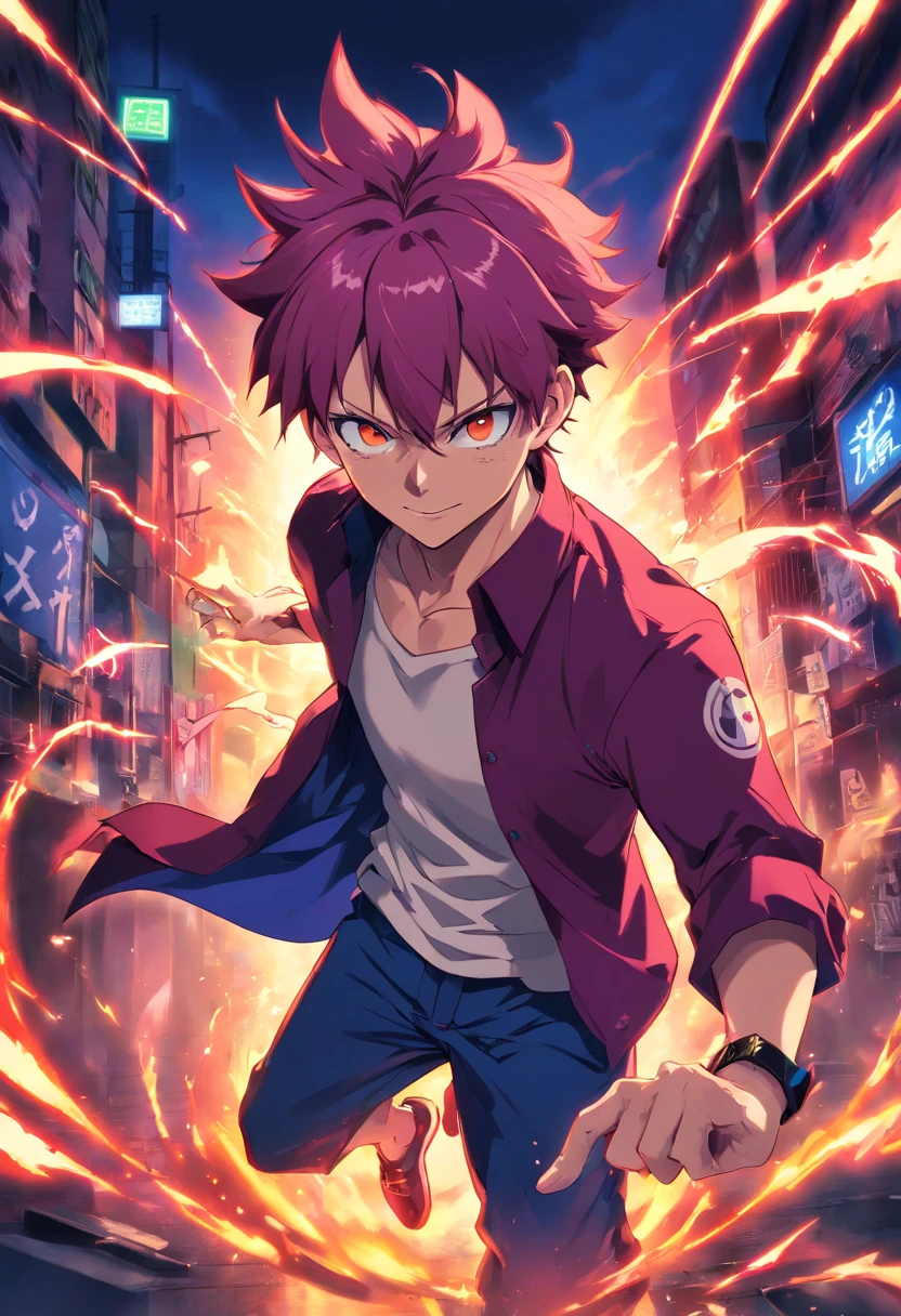 uma imagem de desenho animado de um homem com cabelo rosa e uma camisa branca, Ohararyu, Retrato de Hisoka Hunter Hunter, Ichigo Kurosaki, human male demon, com o dedo indicador, cara bonito na arte demon slayer, Coringa como Naruto, Gatilho Estilo de Arte de Anime, Coringa se parece com jujutsu kaisen, Demon Boy, demon male, Jujutsu Kaisen