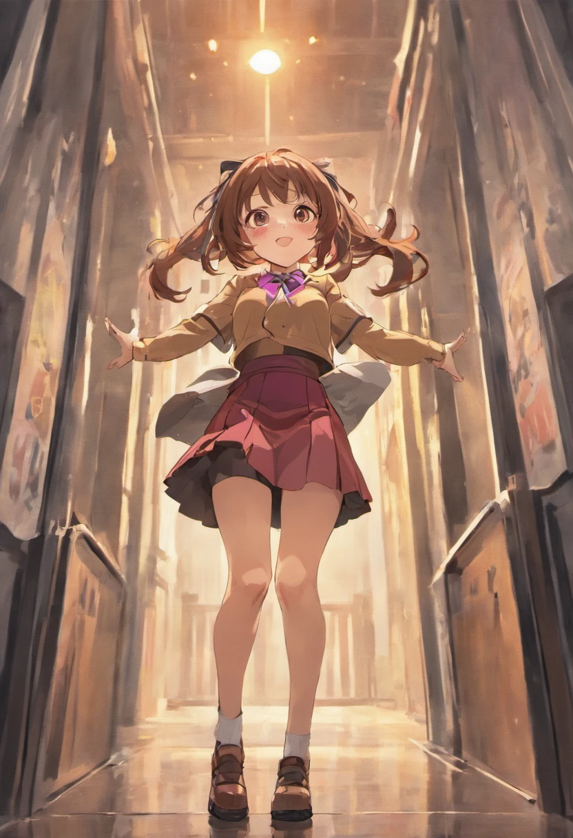 masterpiece, best quality,1girl,young girl,brown eyes,long hair,mesugaki smile,shiny skin,(nice leg line:1.3),thin waist,huge breasts
BREAK
school uniform,necktie,((pencil skirt)),high heels
BREAK
street,crowd,depth of field,looking at viewer,squatting,from behind,full body,legsupsexms
