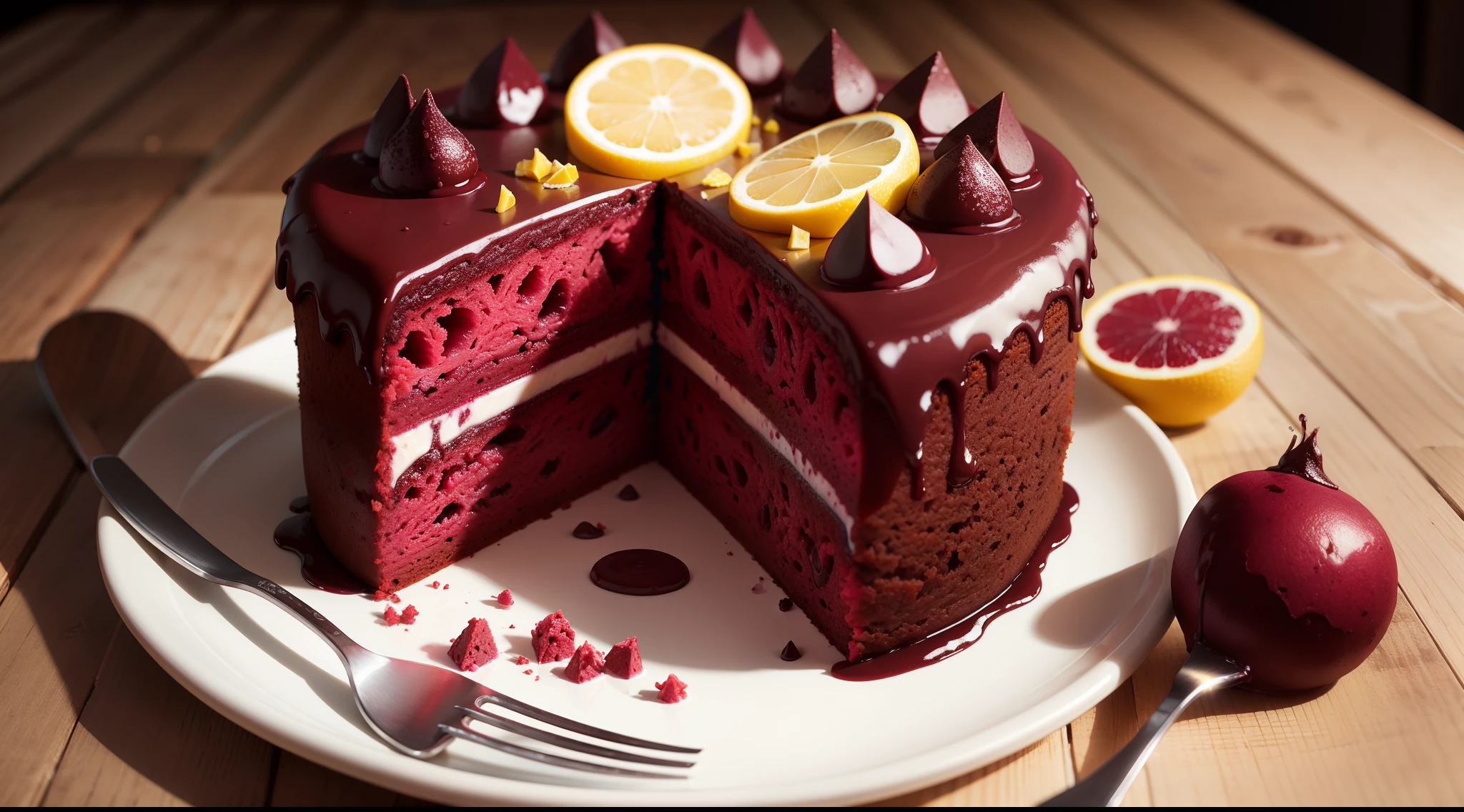 Beet cake with chocolate and lemon zest