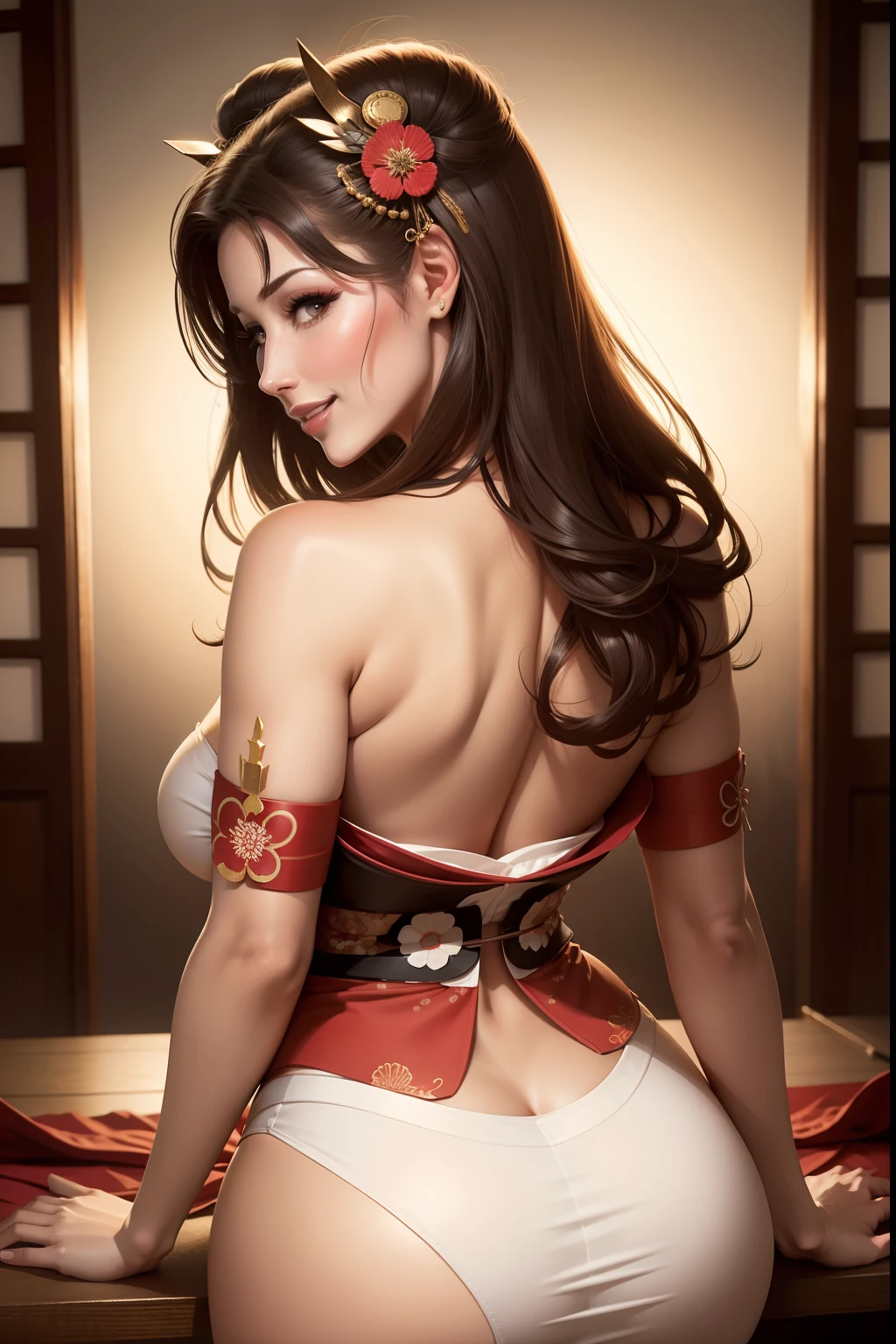 lucy pinder, portrait, smiling, sexy, back, geisha