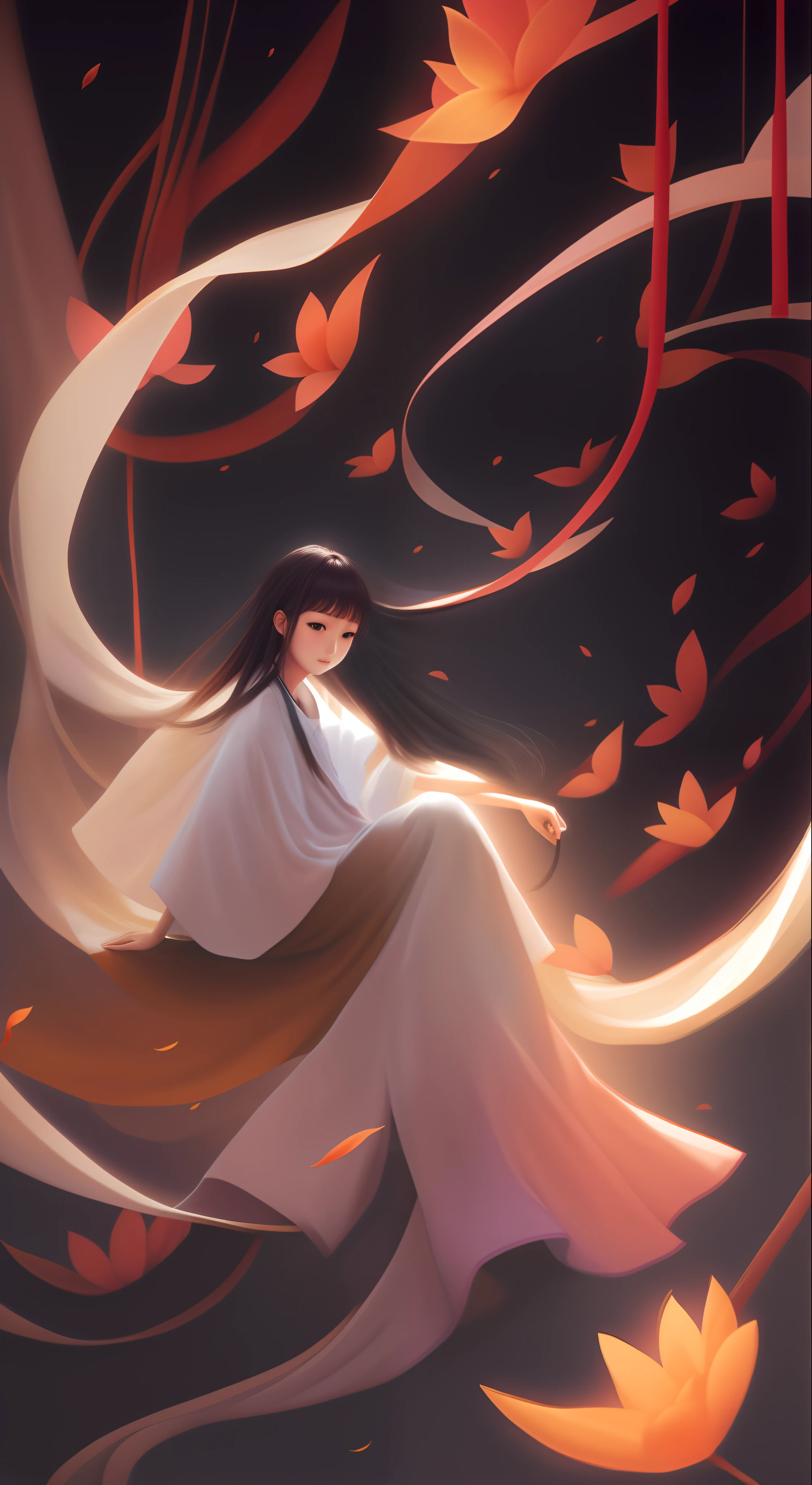 Sit on Chiaki，The skirt drapes and flowes，Mop long skirts，