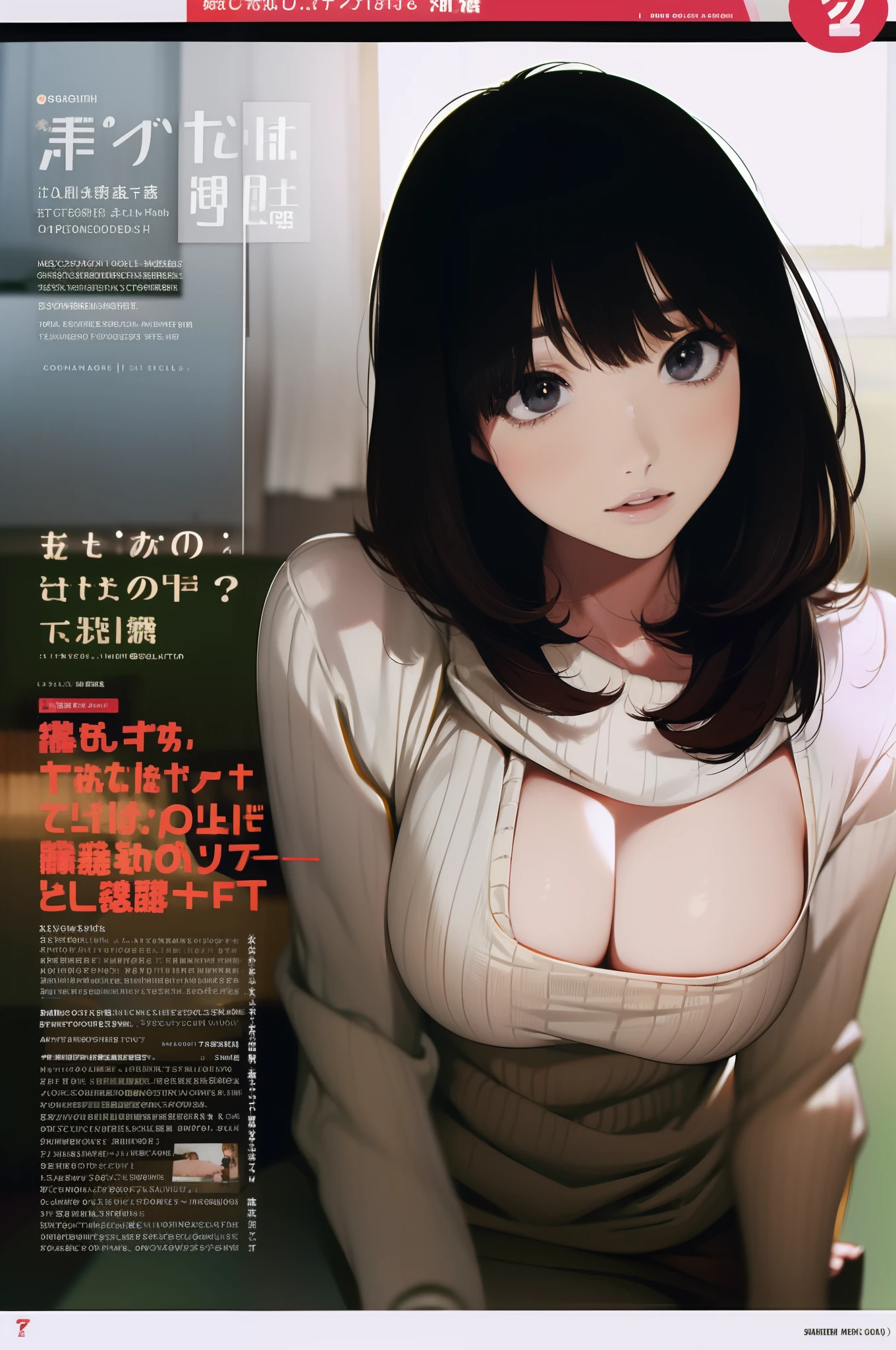 (masutepiece), (Highest Quality), (Illustration), (super detailed), (High resolution), absurdity, One girl, Sweater with vertical ribbed fabric、Sweater that kills virgins