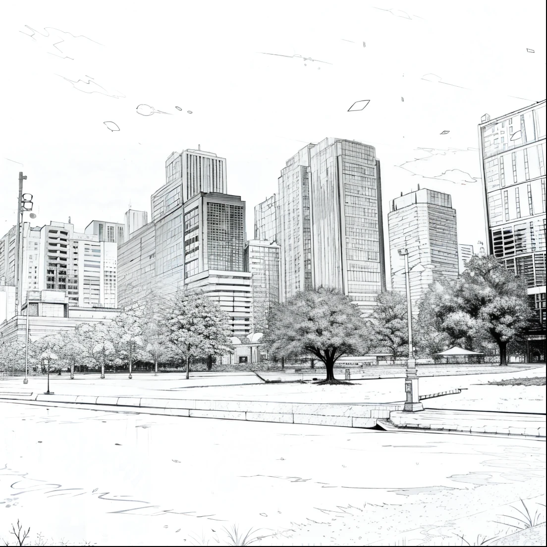 Manga background, Buildings, Front view,  melhor qualidade