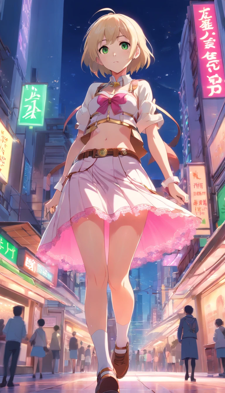 A 6 year girl walking in public rode wearing transparent bra,  size 23 pink little nipples, rubbing her pussy in front of everyone in open skirt, with red embarrasse face, white short hair