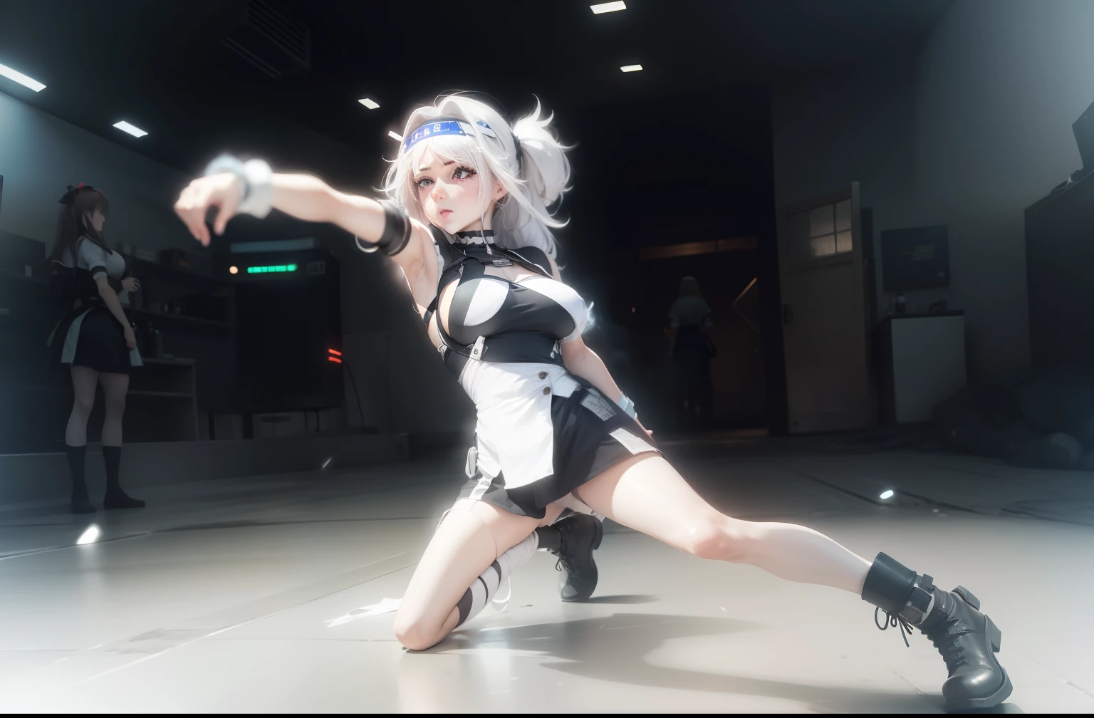 Ultra detailed,combat state,maidennurse,whaite hair