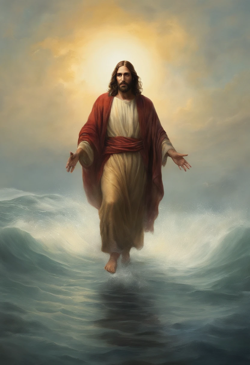 Generate an ultra-realistic depiction of Jesus performing a miracle.