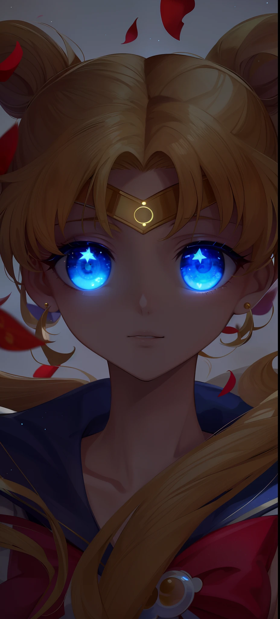 Sailor girl with blue eyes and long blonde hair, with huge luminous sad eyes, sailor moon aesthetic, the sailor moon. Beautiful, Sailor Moon!!!!!!!!, inspired by Sailor Moon, author:the sailor moon, Sailor Moon style, glowing eyes everywhere, with glowing eyes, Dreamy eyes, Glowing eyes, sad cerulean eyes, very glowing eyes, Glowing blue eyes, eyes glowing