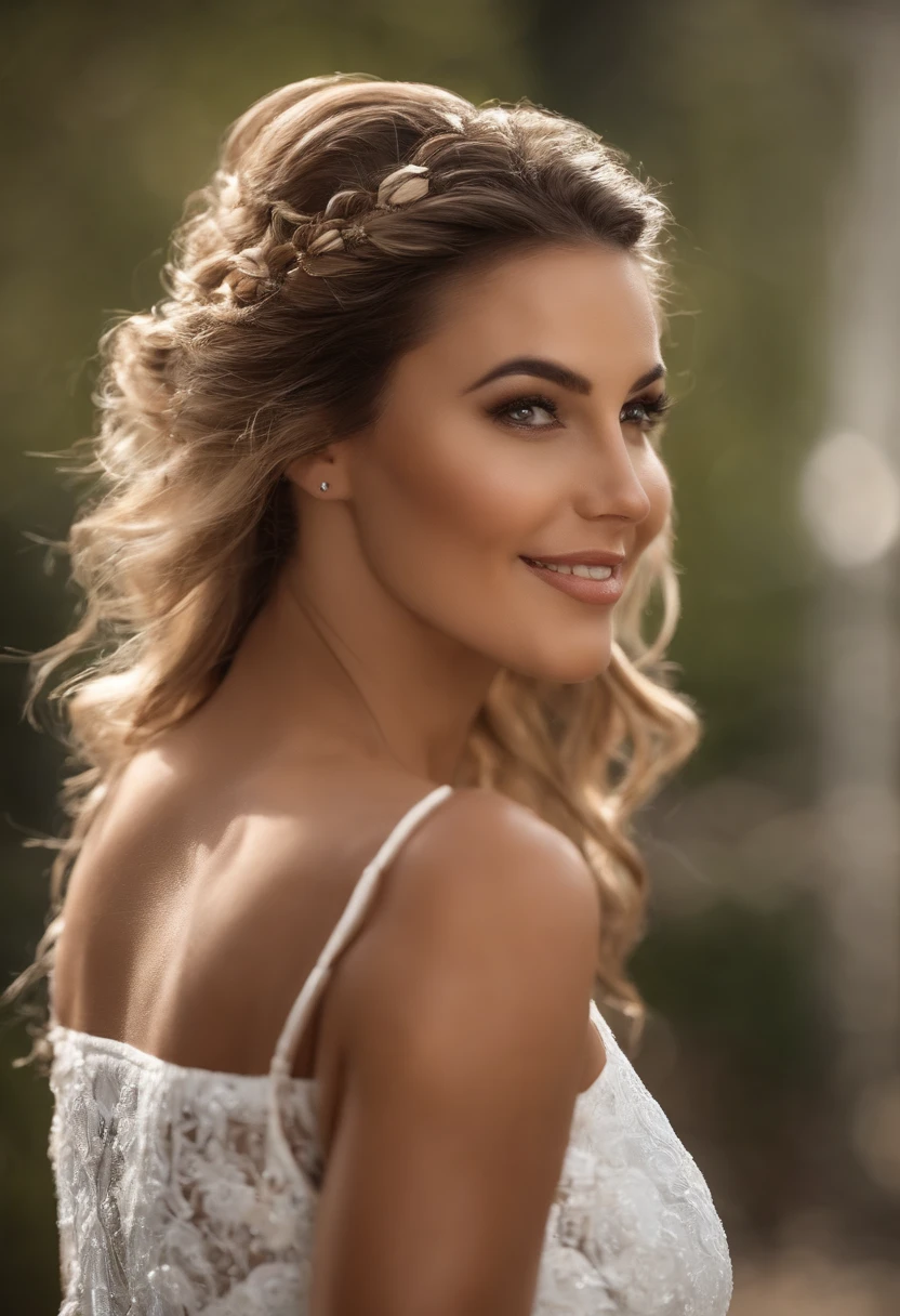 Realistic, (Mulher branca deslumbrante), rosto perfeito, rosto delicado, rosto lindo, cabelos loiros, sorridente, toned physique, barnet, toned physique, corpo perfeito, coxas grossas, bumbum grande, seios grandes, loiro, na praia