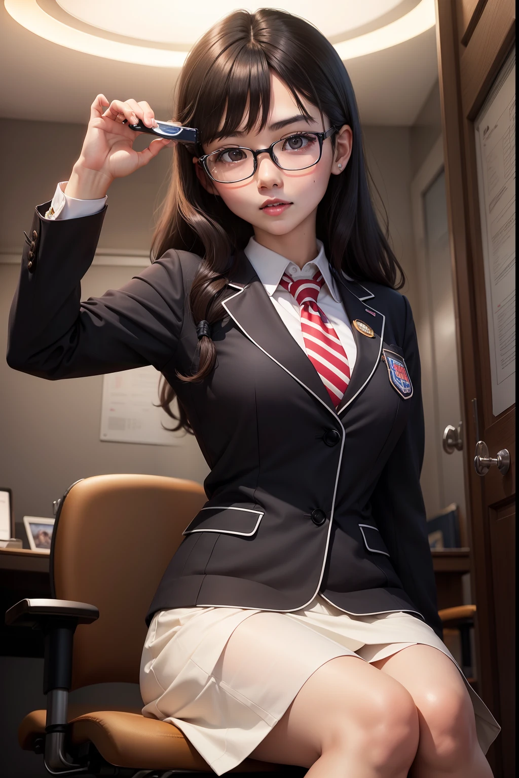 A dark-haired eye glasses Mini Uniform chairman Chewy It's sloppy female high-school student