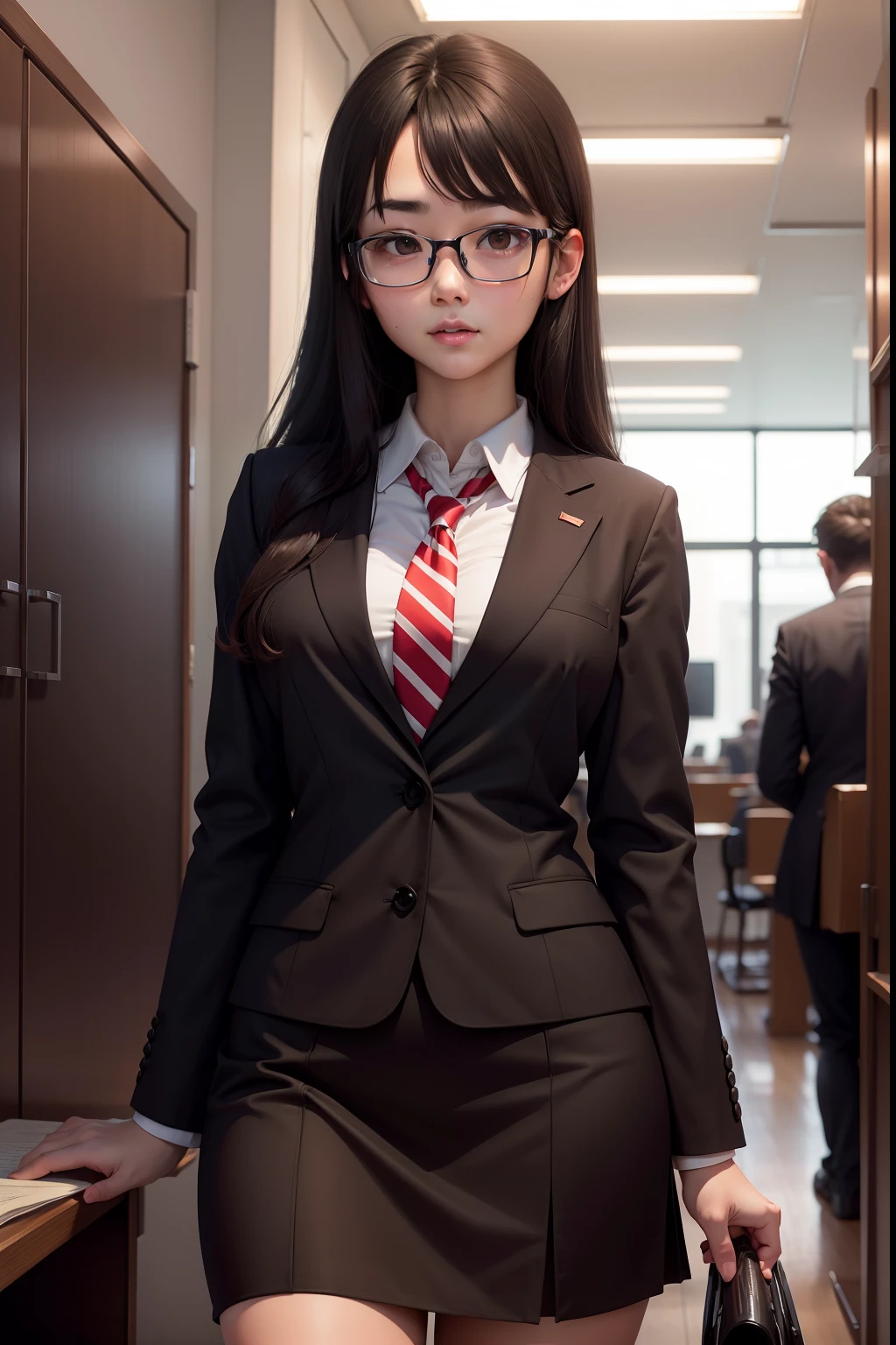 A dark-haired　eye glasses　Mini Uniform　chairman　Chewy　It's sloppy　female high-school student