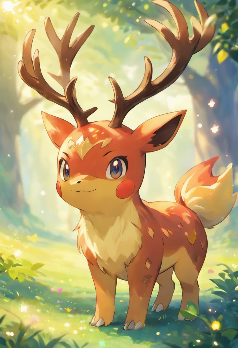 (a)unique,pokemon,antlers, (best quality),ultra-detailed, (realistic:1.37), (vivid colors), (bokeh), (HDR)