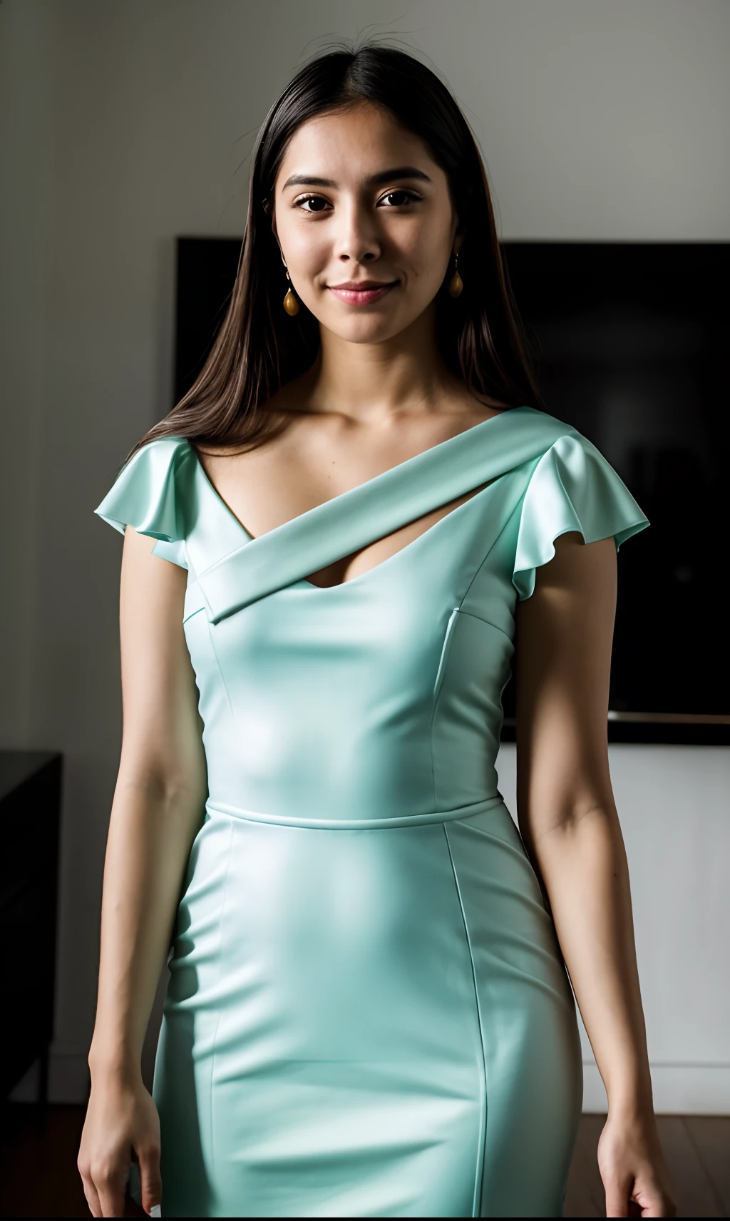 Foto RAW, foto retrato do rosto da bela 26 y.o mulher, cara bonito, usando vestido preto, cara feliz, sombras duras, Cinematic Shot, dramatic lighting