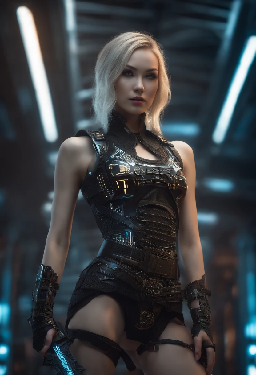 Highest image quality，Outstanding details，超高分辨率，（Fidelity：1.4）, Favor the details，Final Fantasy XV character Ellania, Dragon Knight，Cloak, She has a delicate and beautiful face,Raised sexy，cyber punk perssonage，Futuristic，mechanically aesthetic，Virtual Engine 5，Perfect detail rendering，rendering by octane，hyper HD