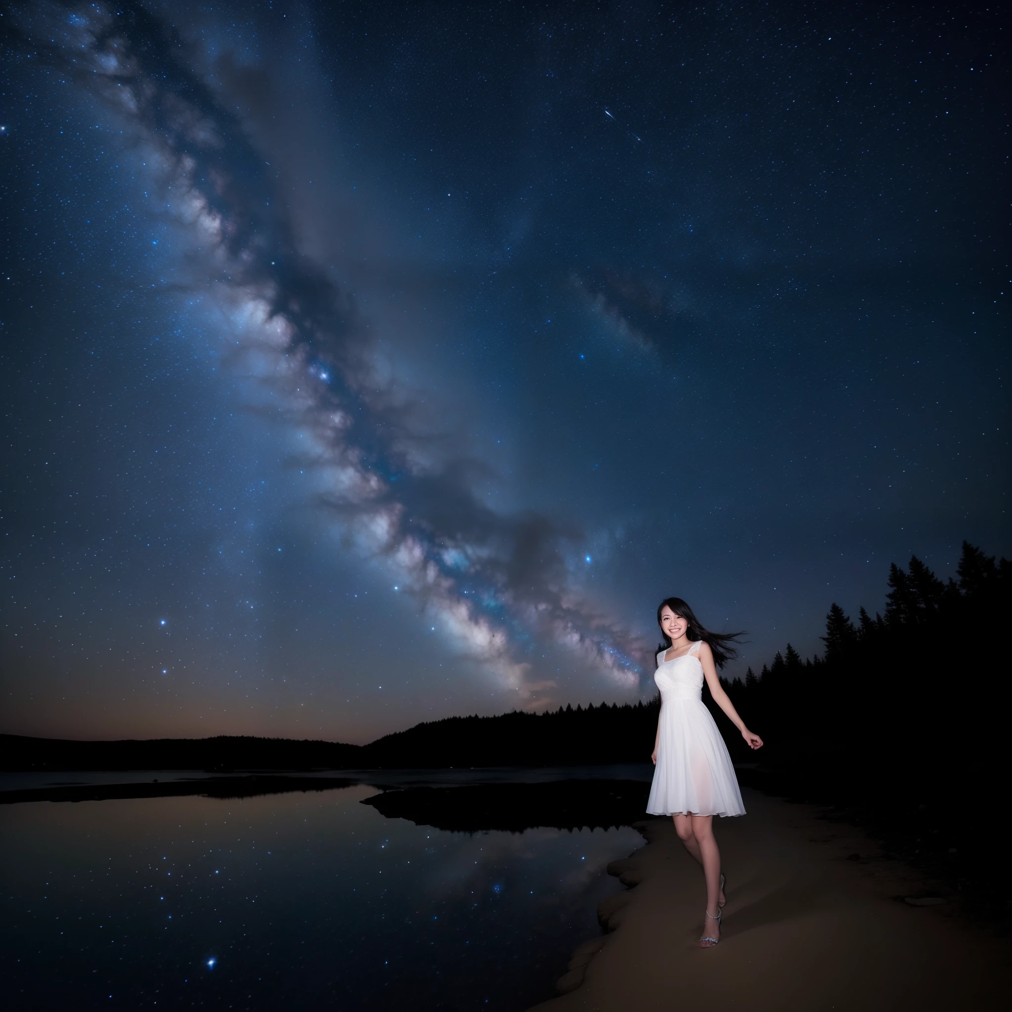 Walk the Milky Way、a beauty girl、beauttiful stars々、starrysky、Beautiful girl's smile、starlight