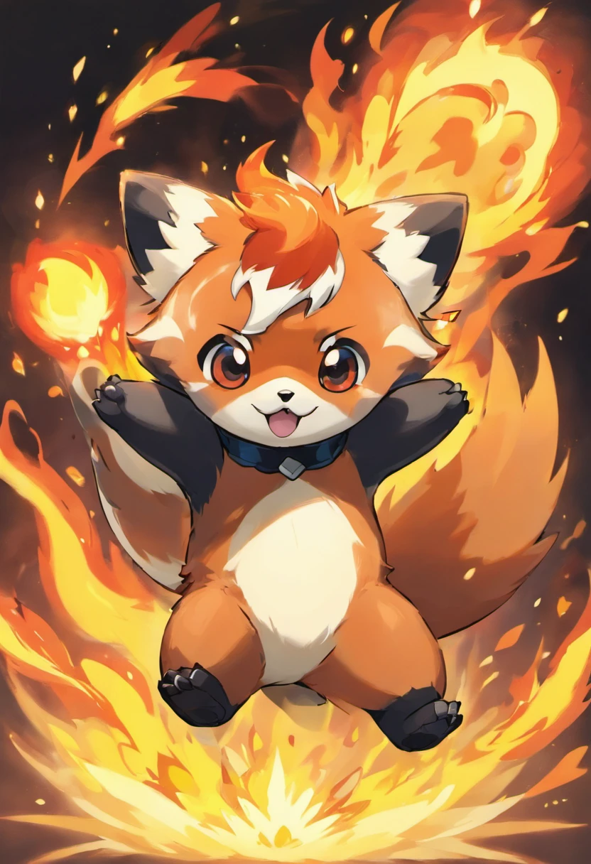 a red panda inspired pokemon with fire powers