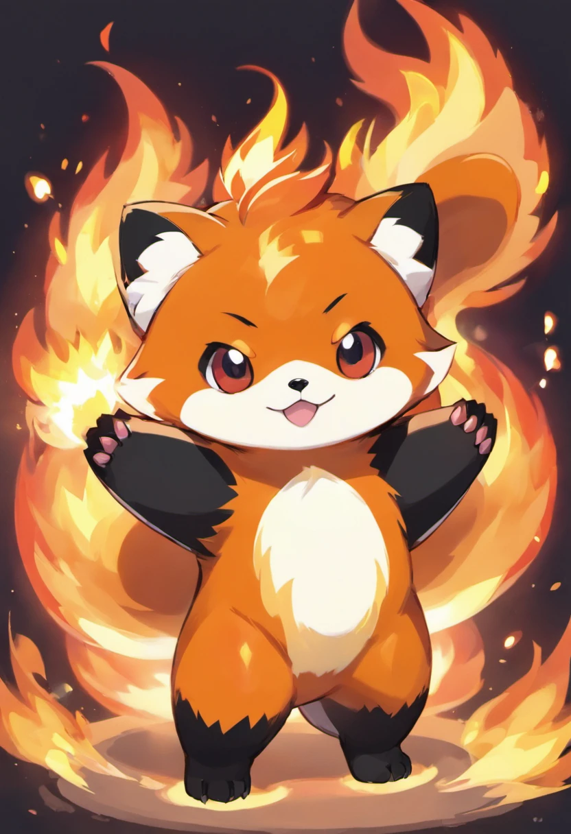 a red panda inspired pokemon with fire powers