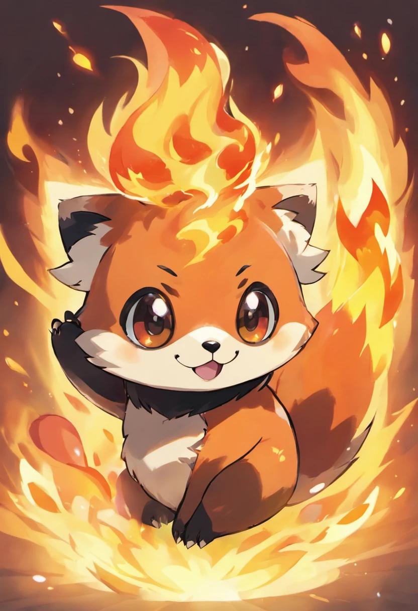 a red panda inspired pokemon with fire powers