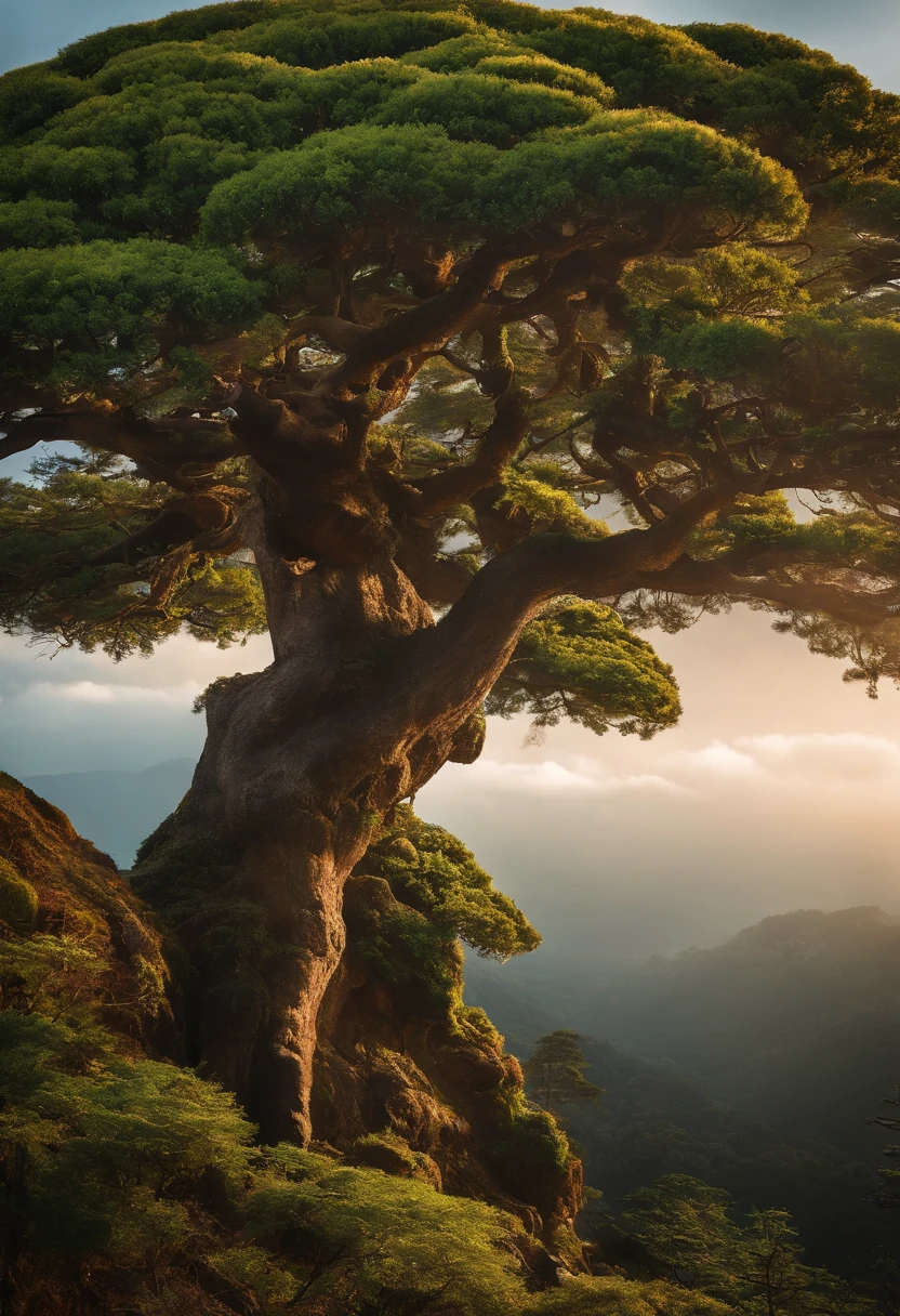A tree with a sign that says Caldas Bonsai, bonsai, feito de bonsai, inspirado em Yoshida Hanbei,inspired by Óscar Domínguez, Arte conceitual 2022,