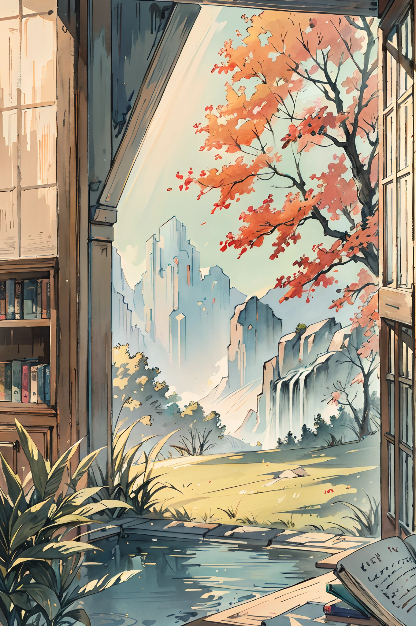(best quality,4k,8k,highres,masterpiece:1.2),ultra-detailed,realistic,portrait,soft lighting,serene atmosphere,peaceful,stunning nature background,thoughtful expression,pen in hand,classic study,author,bookshelves full of books,quiet environment,harmonious color palette,relaxing ambiance,warm natural light,comfortable chair,sunshine streaming through the windows,endless inspiration,poetic scenery,serenity embodied