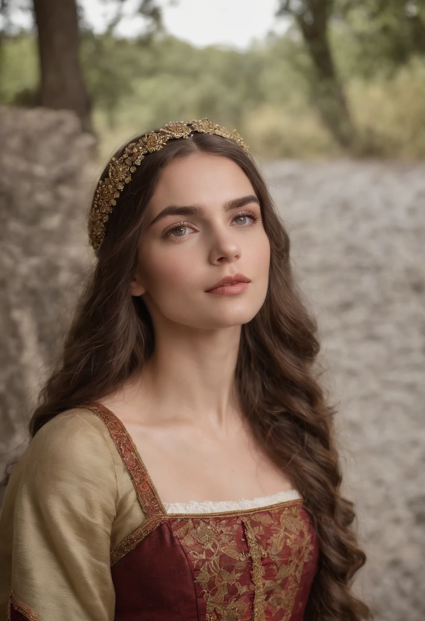 (((uma ferida avermelhada profunda atravessa sua bochecha esquerda))) tez justa, mulher em torno de 19 anos, cabelos ruivos naturais, olhos castanhos distintos, vestindo lingerie, slender and graceful, Beautiful, luz de velas em um ambiente medieval, Ultra sharp focus, tiro realista, roupas femininas medievais, cores tetradicas (cicatriz:1.4)